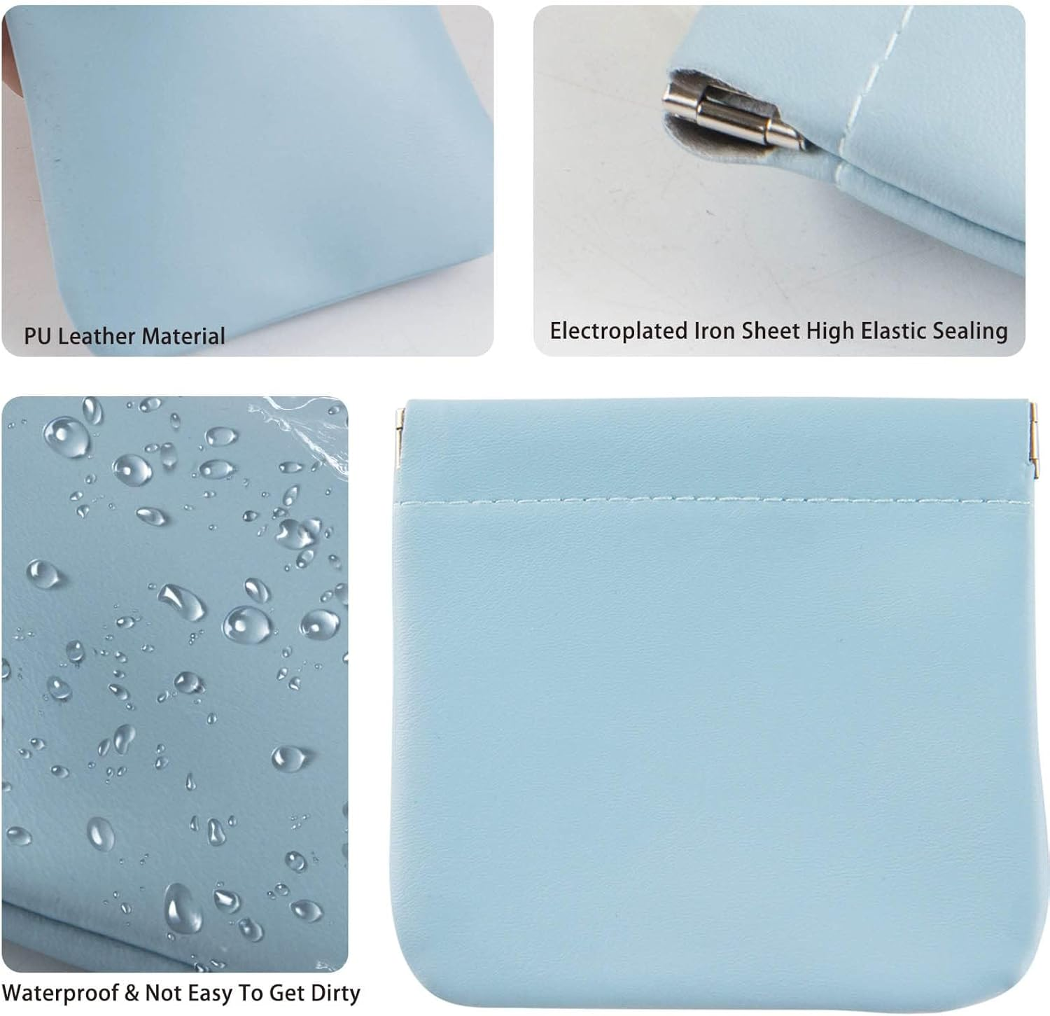 Kvadouly 4 Pcs Coin Purse Makeup Bag &ndash; PU Waterproof Portable No Zipper Self-Closing Lambskin Pocket Coin Purse for Women Credit Cards, Ids, Keys, Headsets, Lipsticks image number 5