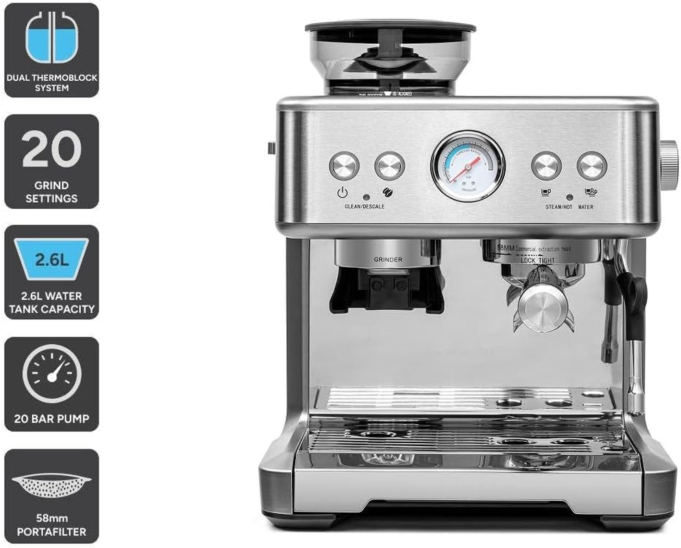 Kogan Dual Thermoblock Espresso Coffee Machine with Grinder - KAZOCOFDBSA