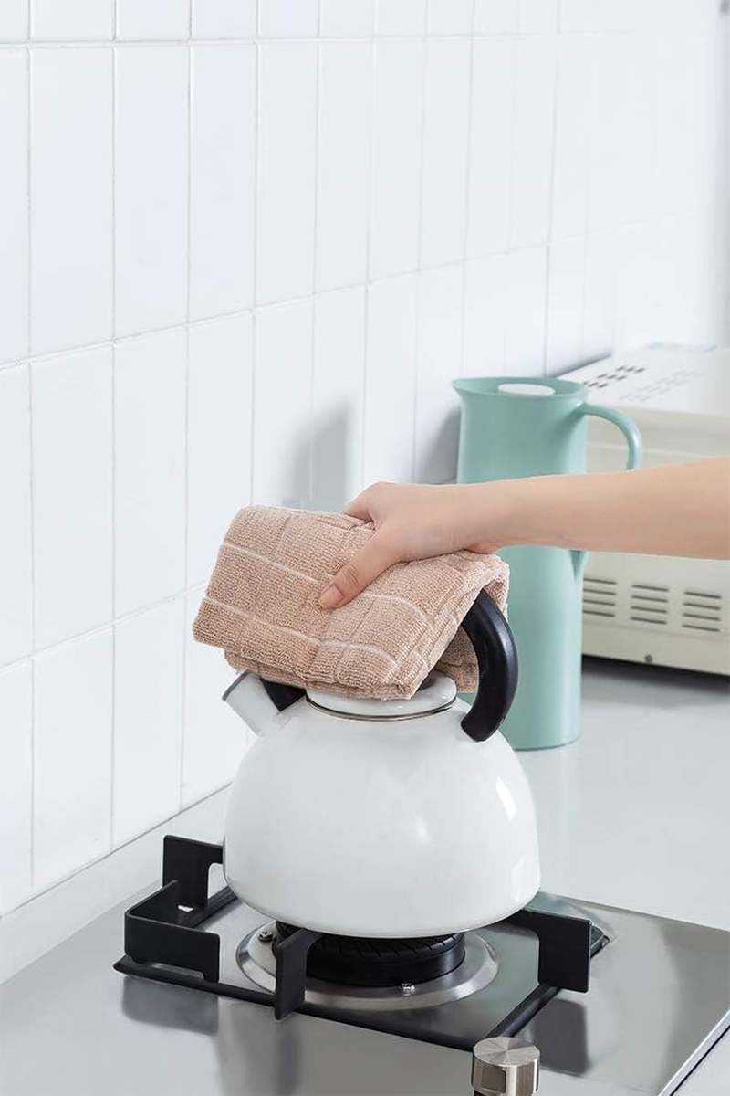 Microfiber Dish Towels - Soft, Super Absorbent and Lint Free Kitchen Towels - 8 Pack (Lattice Designed Camel Colors) - 26 X 18 Inch (Camel)