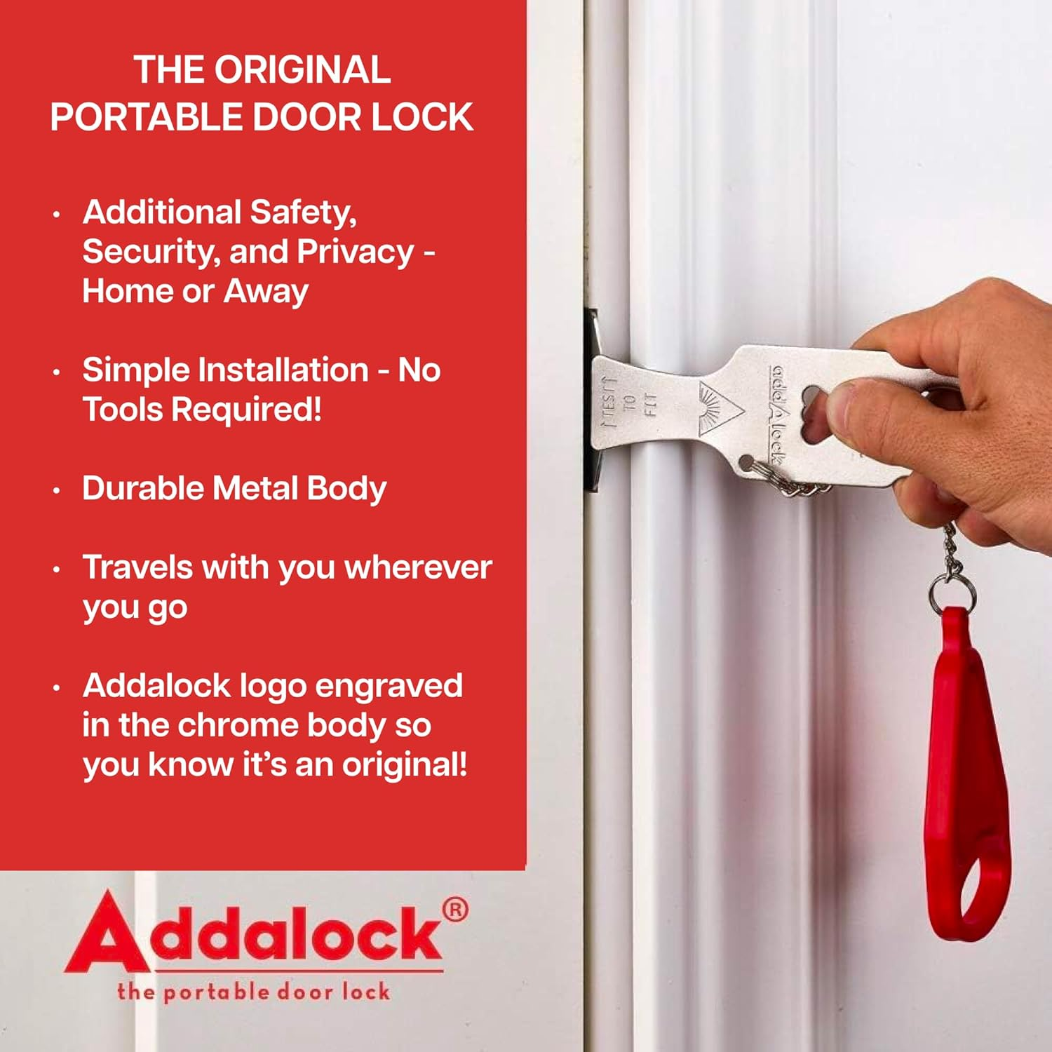 Addalock (Set of 2) Portable Door Lock, Travel Lock, Airbnb Lock, School Lockdown Lock image number 5