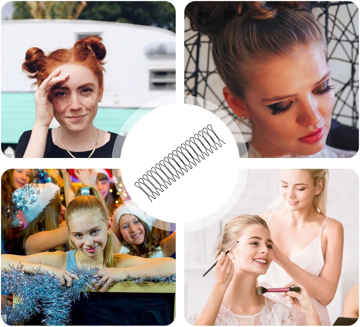 Generic U Shape Hair Finishing Fixer Comb, U Pin Stretchable Hair Side Comb - Black Metal Hair Comb for Women & Girls Accessories - D image number 7