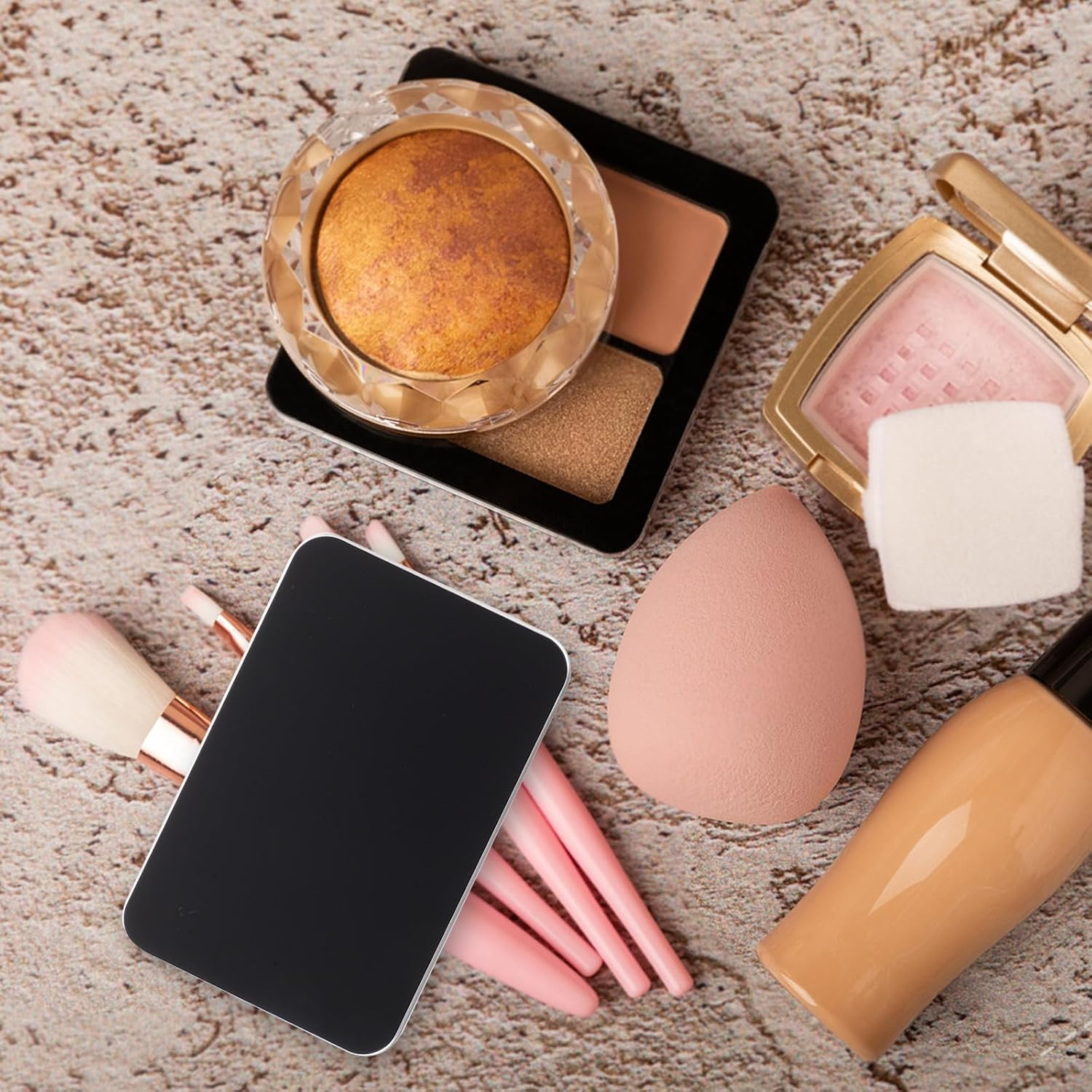 SEWACC Matte Black Magnetic Makeup Palette Case with 18-Grid Refillable Eyeshadow Pans DIY Eyeshadow Making Kit Magnetic Cosmetics Storage Box for Lipstick and Blush Organizer image number 5