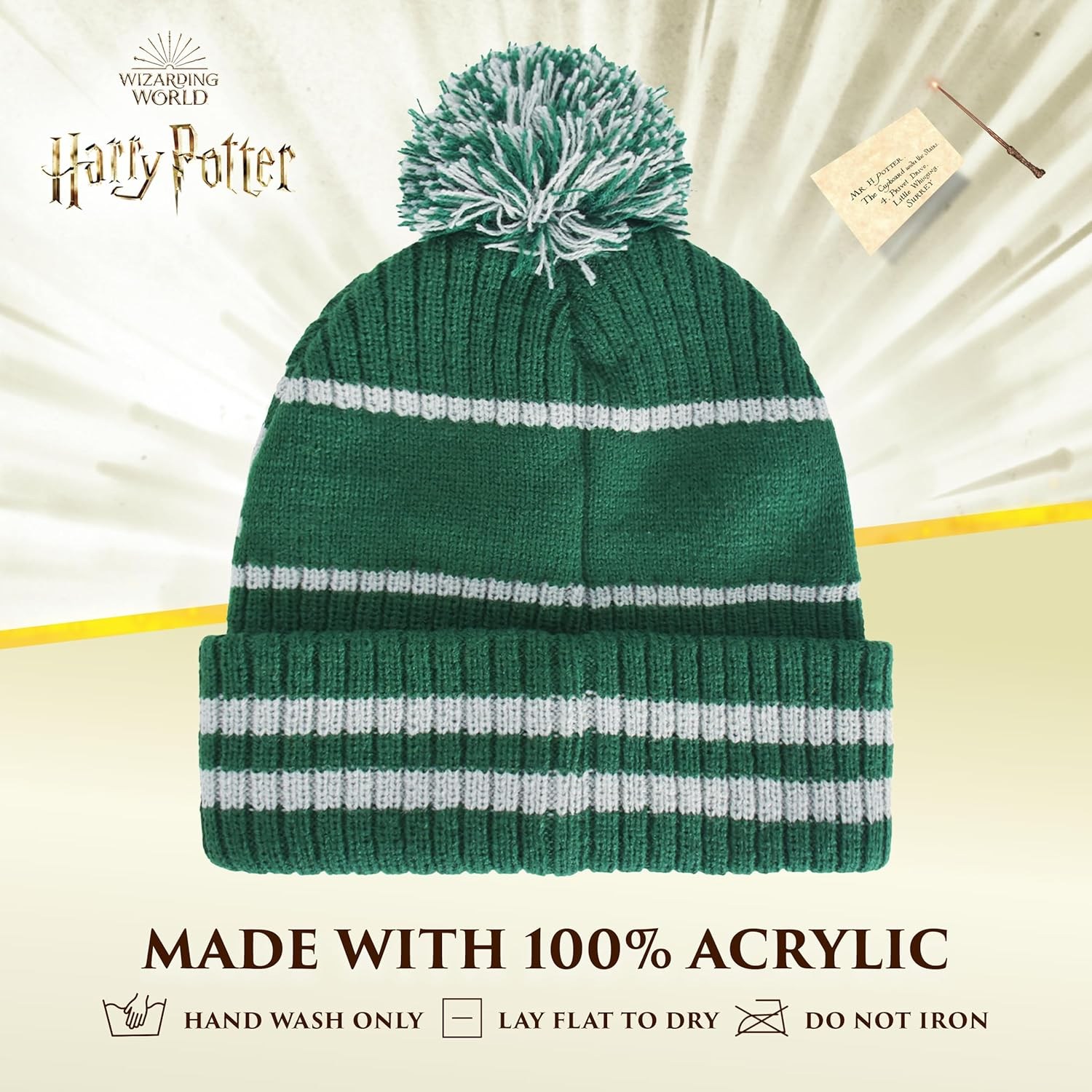 Concept One Harry Potter Beanie Hat, Hogwarts Collegiate Winter Knit Cap with Cuff and Pom