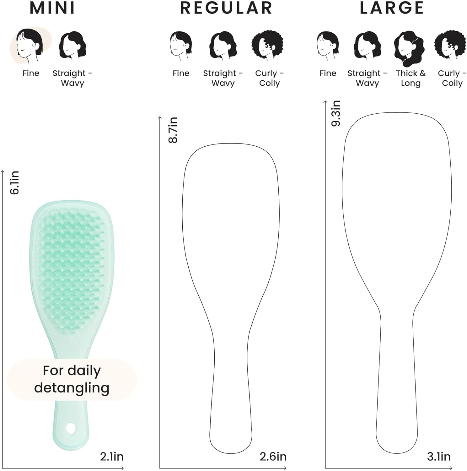 Tangle Teezer Mini Ultimate Detangler Fine and Fragile, for Wet and Dry Hair, Detangling Brush for Thin and Fine Hair, Optimal Brush for Kids and Travel, Jade Lagoon image number 2