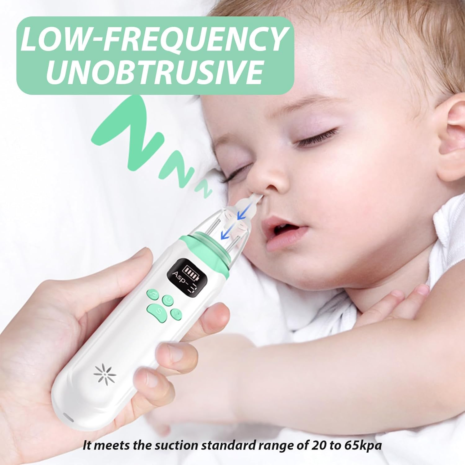 Baby Nasal Aspirator Electric, 3 Types Adjustable Gear, Includes 3 Soft Silicone Tips, Soothing Music & LED Lights, Ideal for Newborns Infants and Toddlers up to 12 Years