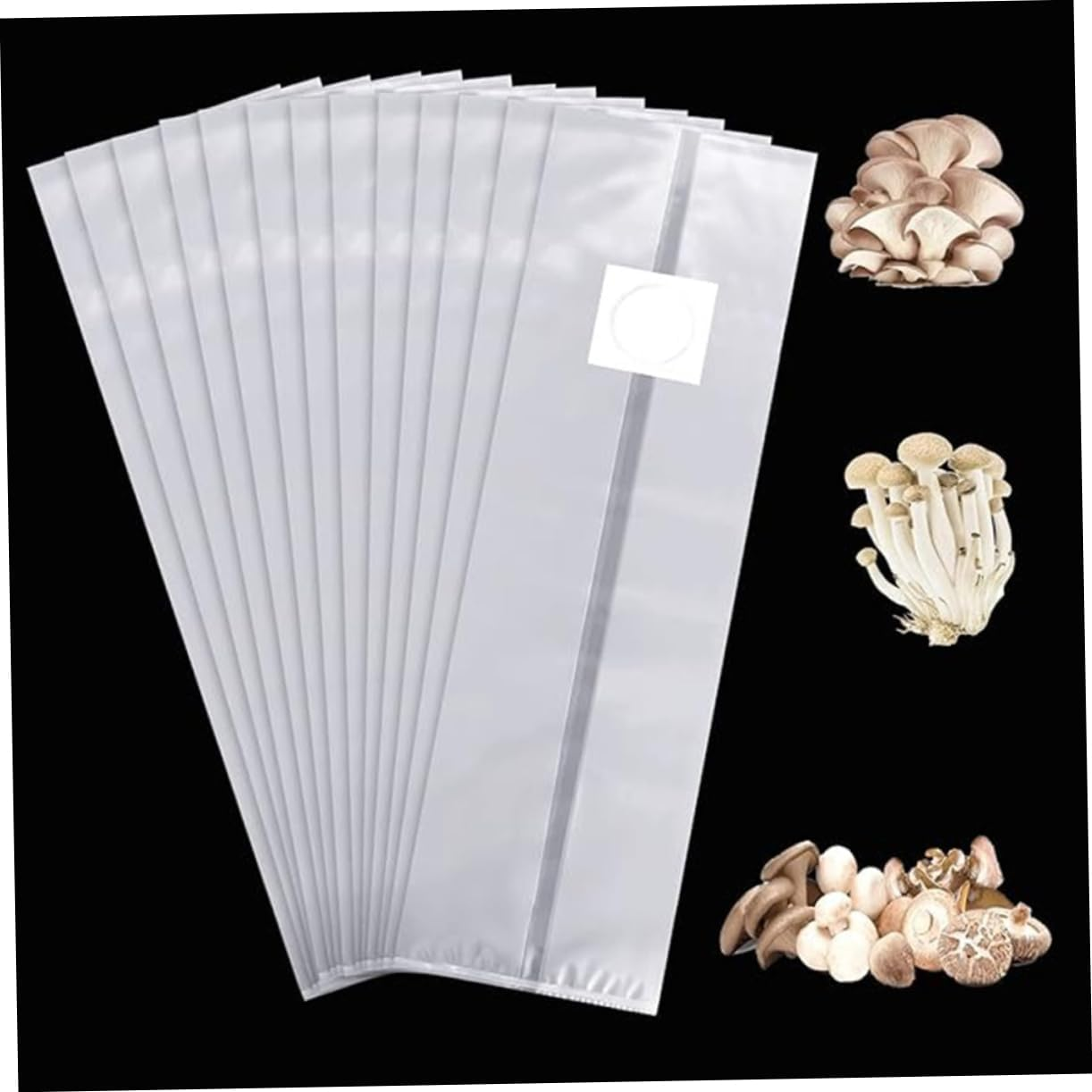 TOBBOMEY 50Pcs Mushroom Grow Bags for Cultivation Durable Grain Spawn Bags Space-Efficient Design for Indoor Gardening Greenhouses Home Hobbies image number 5