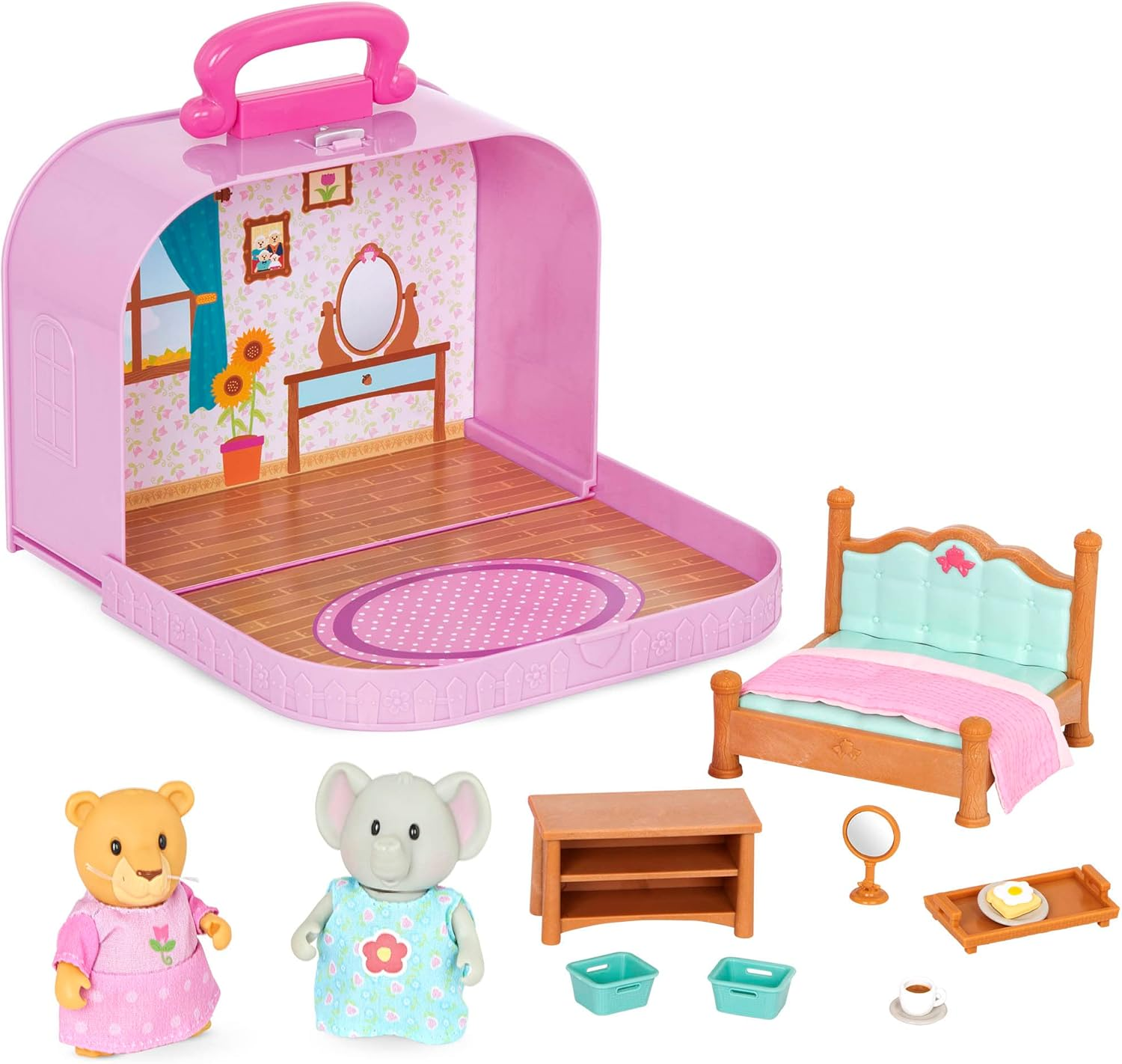 Li'L Woodzeez &ndash; Portable Dollhouse Playset with 2 Posable Figures &ndash; Playhouse Toy with Travel Suitcase &ndash; Mini Furniture & Accessories &ndash; Imaginative Play for Kids Ages 3 Years and up &ndash; Collectible image number 2