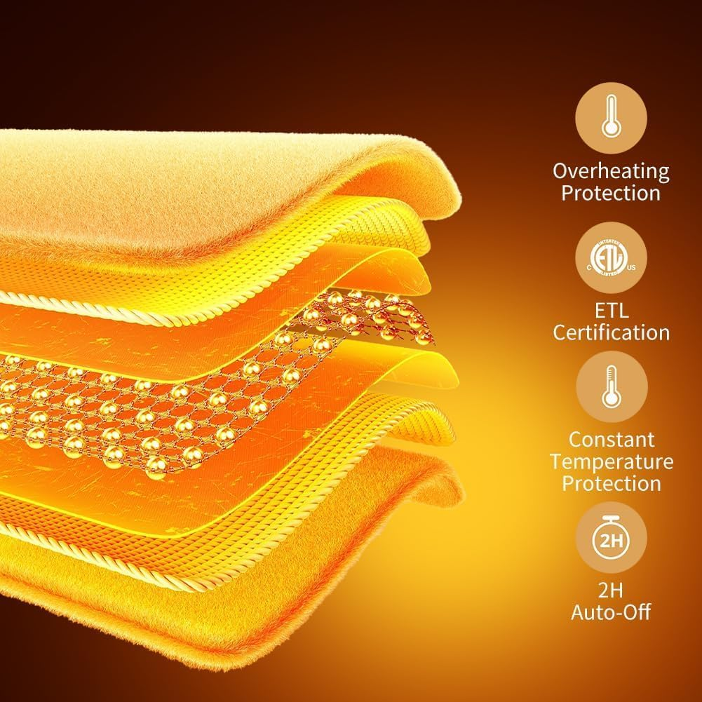 Quintin Portable USB Heated Blanket Shawl - Wearable Cordless Electric Heated Blanket for Outdoors 3 Heating Levels, USB Operated Camping Heated Blanket (Grey)