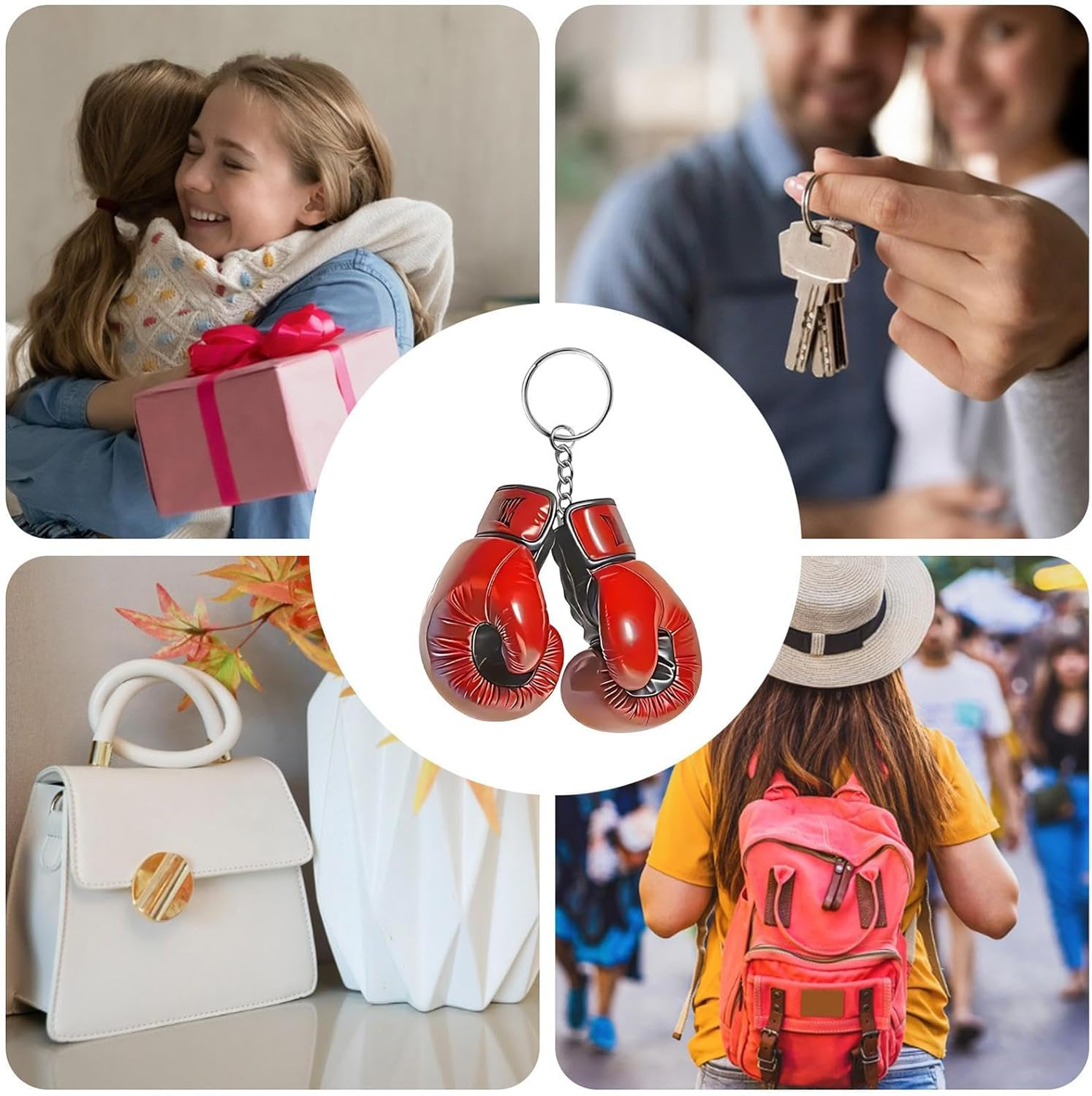 Boxing Gloves Charm Keyring - Bag Charm Ornament Boxing Gloves Shaped,Exquisite Creative Accessories for Adults Teen Kids Friends Car Ornament Decoration image number 5