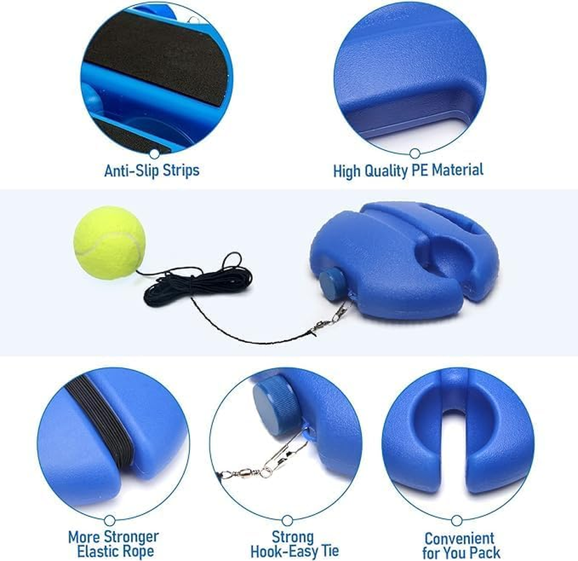 Portable Tennis Rebounder with 3 Long Rope Balls, Elastic with String Solo Trainer Rebound Ball Training Equipment Practice Tennis Equipment, Tennis Tool Training Equipment for Beginners