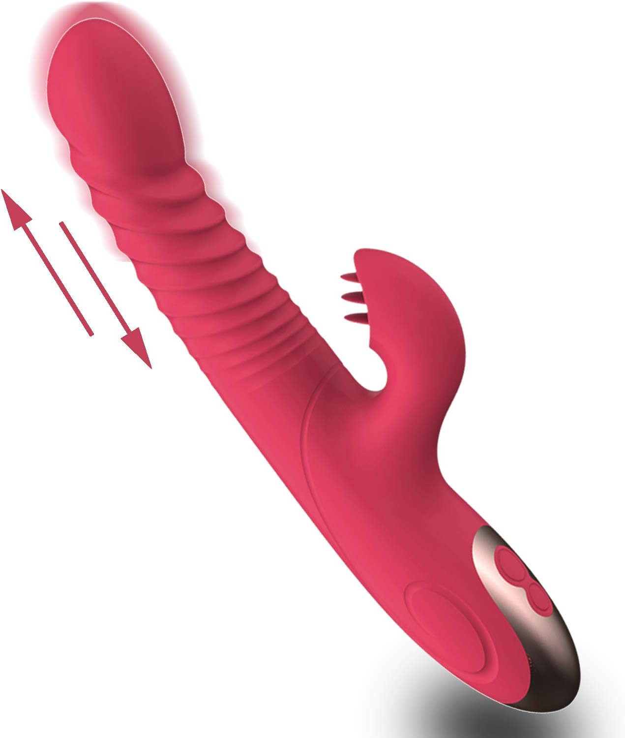 Thrusting Dildo Rabbit Vibrator Sex Toys for Women, G Spot Dildo Thrusting Vibrator Clitoral Nipple Stimulator with 8 Vibrating Modes, Realistic Anal Plug Toys Dildos Adult Sex Toy for Woman Pleasure
