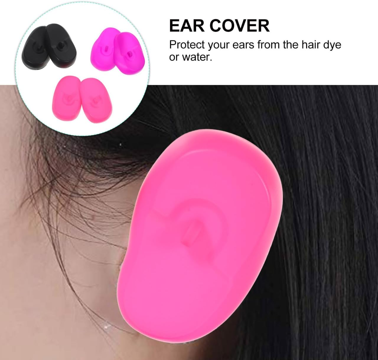 3 Pairs Hairdressing Ear Cover Professional Silicone Hair Dye Earmuffs Ear Protector Ear Cover for Salon Home Hair Dye Shower Bathing image number 6