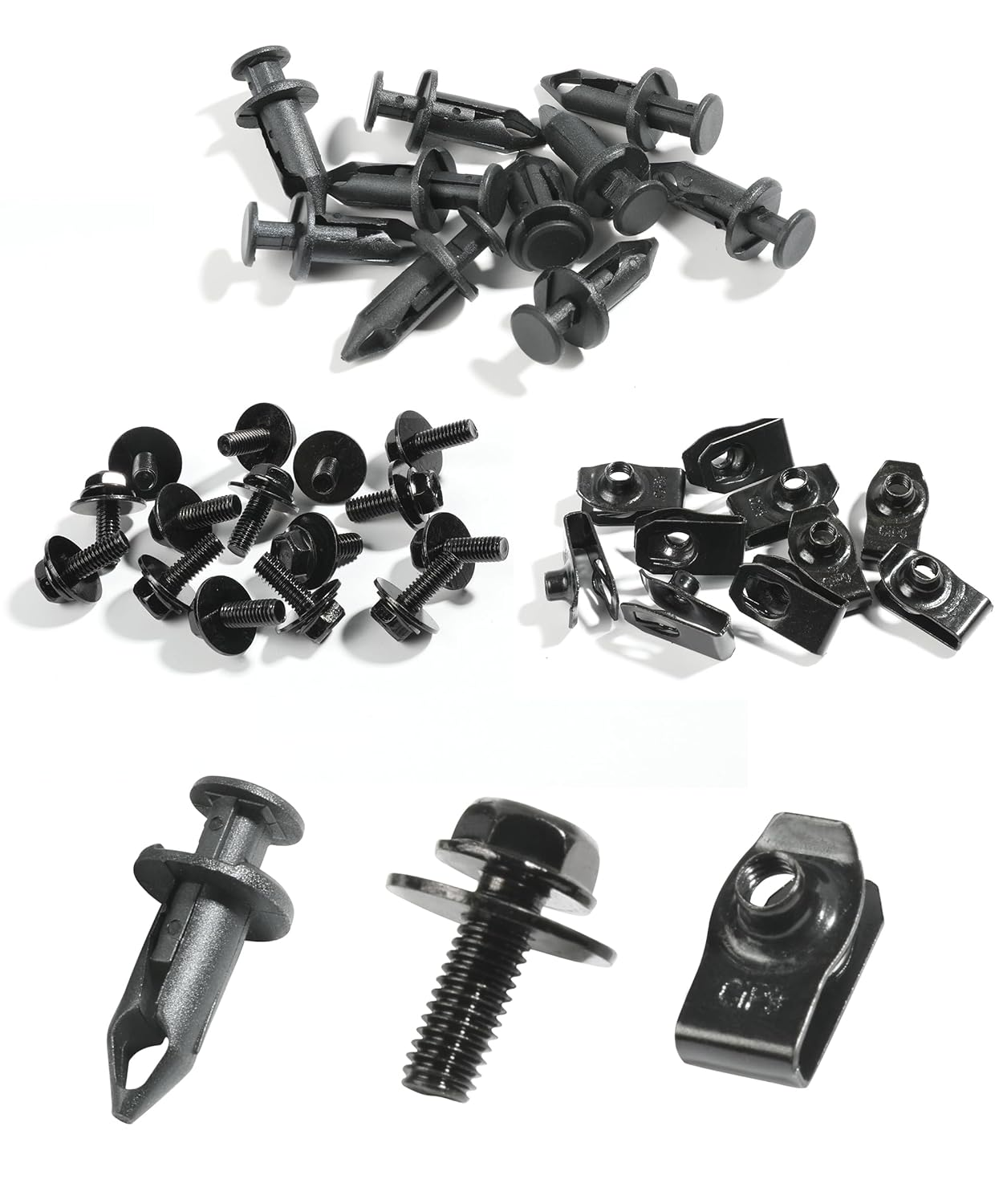 35 PCS Engine under Cover Splash Shield Guard Body Bolts, Splash Shield Guard Retainer Bumper Fender Liner Fastener Rivet Clips and Extruded U-Nuts Kit image number 3