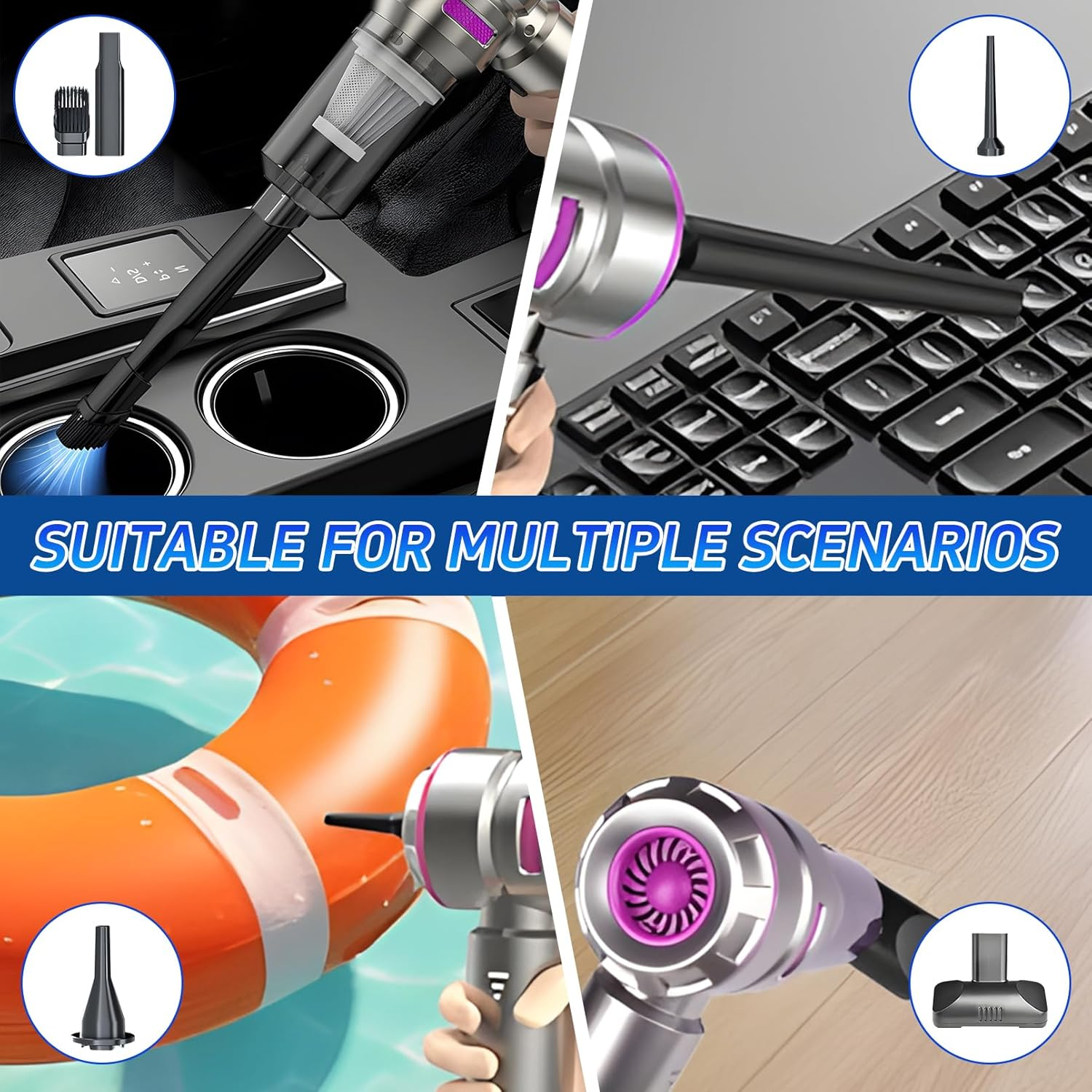 4 in 1 Cordless Handheld Vacuum Cleaner,Car Vacuum Cleaner,22000Pa Strong Suction Mini Vacuum Cleaner,Dust Blower,Can Be Used for Home,Car image number 3