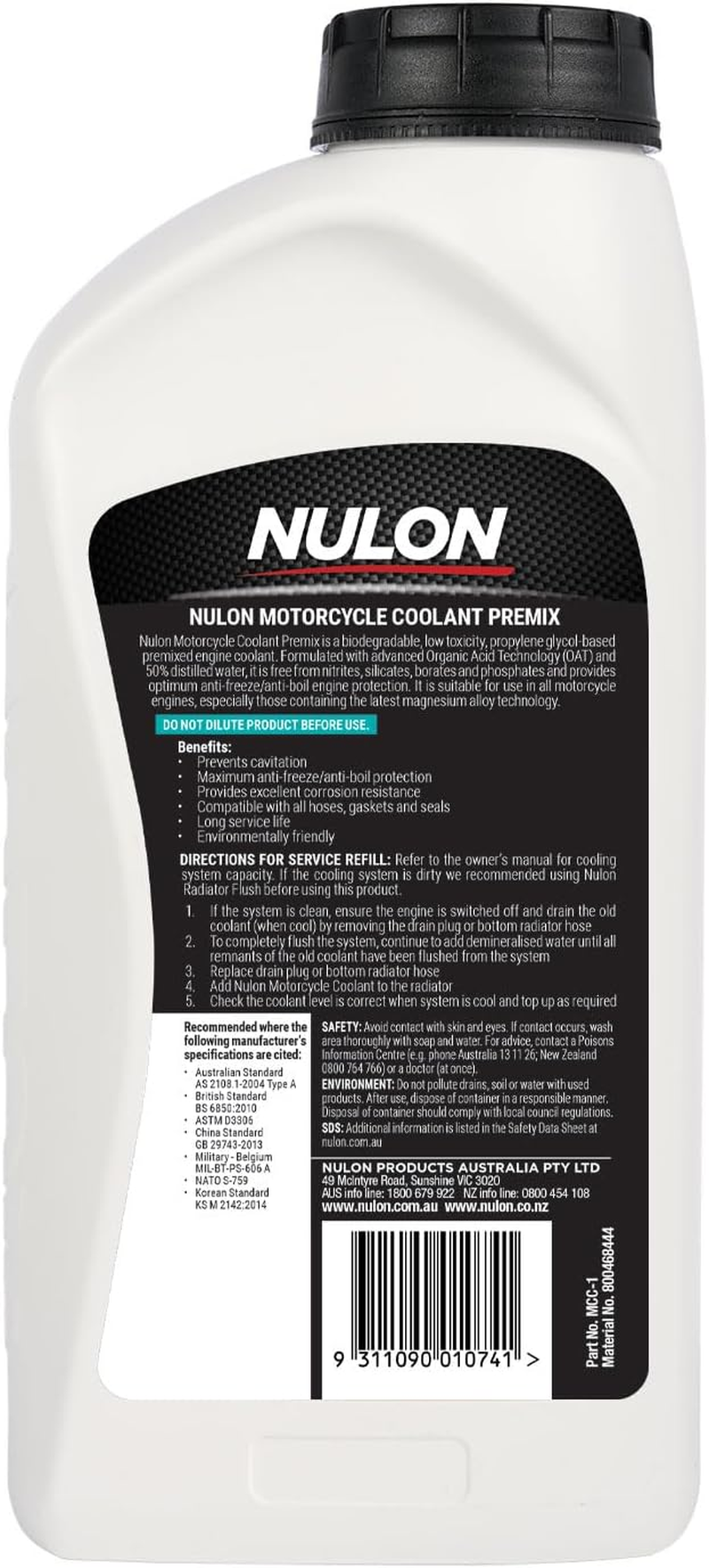 1L NULON Motorcycle COOLANT image number 1