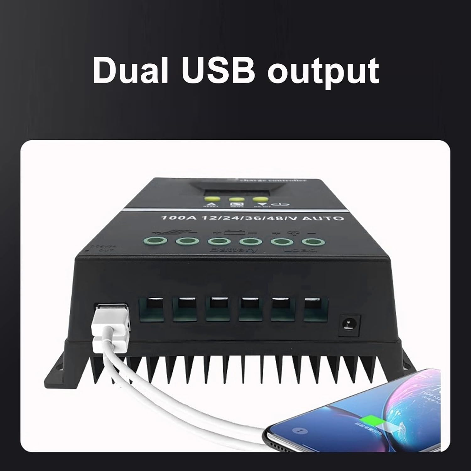 100A MPPT Solar Charge Controller with LCD Display and 7 Modes Charge Controllers 12V/24V/36V/48V Auto for Solar Panels image number 3