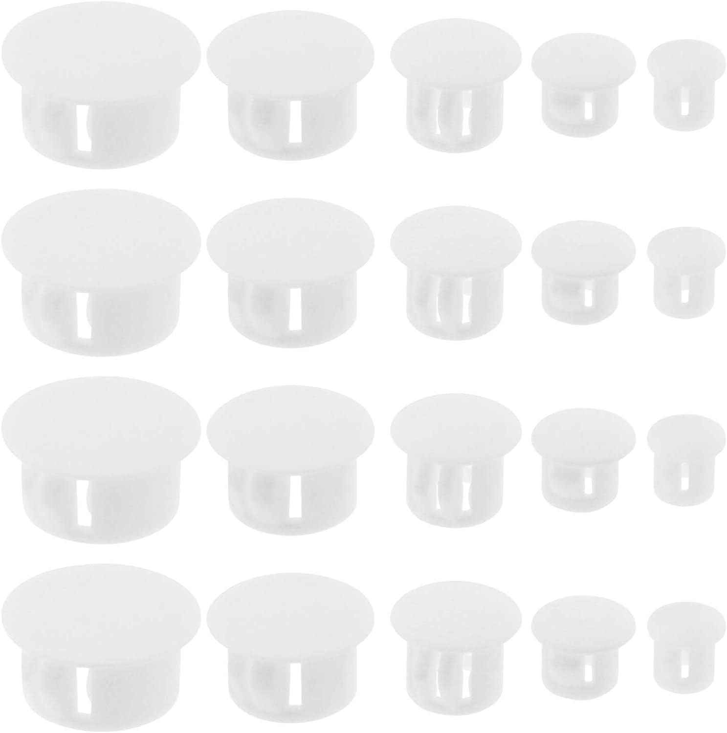 100Pcs Plastic Hole Plug Replacement Flush Type Hole Plugs Snap Furniture Fencing Post Pipe Insert End Caps Accessories round Snap in Type Locking for Cabinets Window Frames (White)