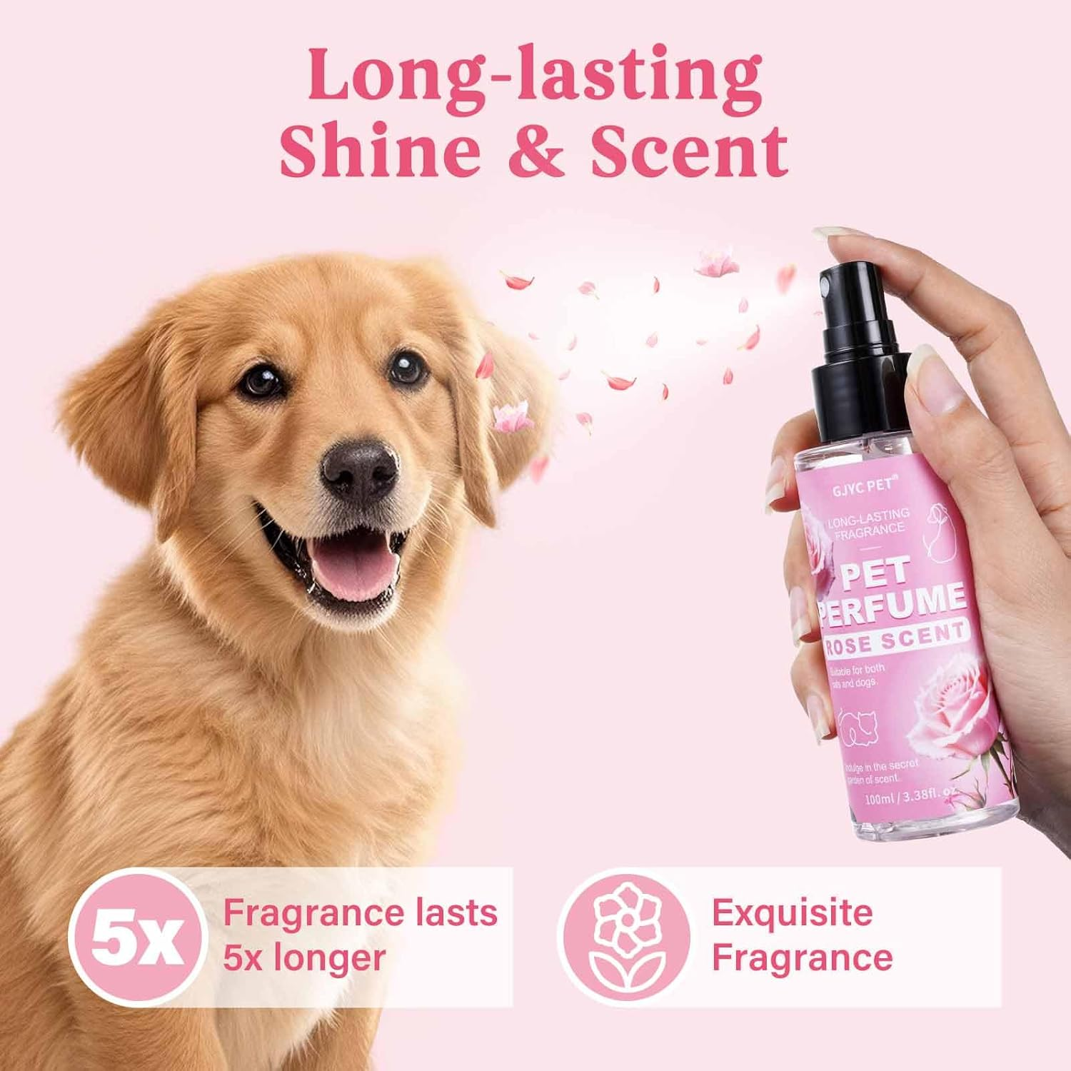 Natural Pet Cologne | Perfume for Dogs & Cats Premium Grooming Spray Long-Lasting Rose Scent Deodorizing Conditioning & Odor-Eliminating for All Coat Types image number 2