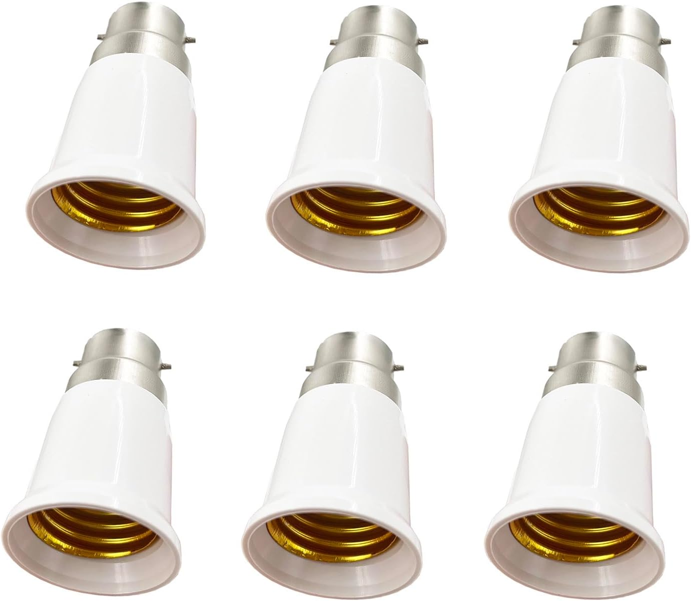 B22 to E27 Bulb Adapter 6 Pack - Lamp Holder Converter - Bayonet Cap to Edison Screw (B22 to E27)