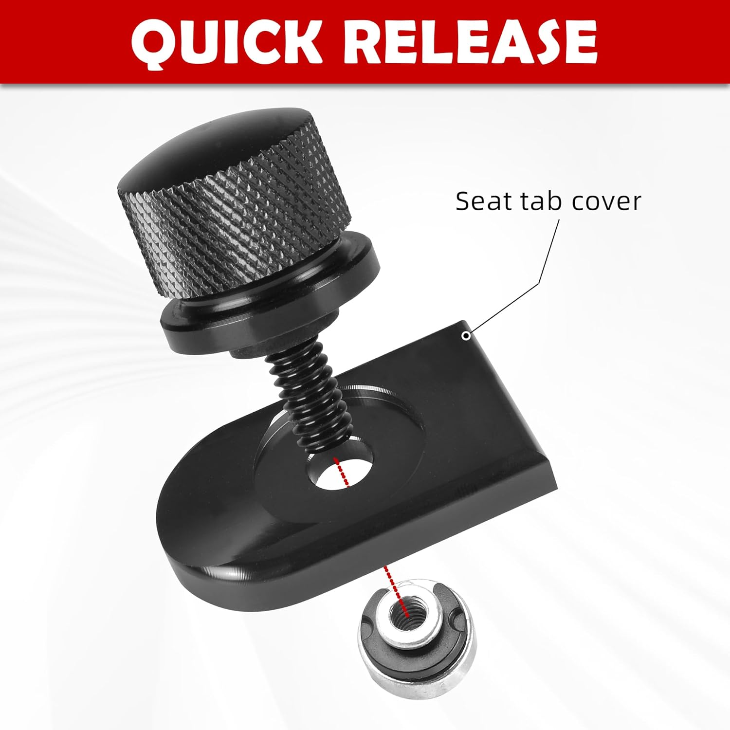 Screw Seat Bolt with Knob Cover Tab Compatible for Harley Davidson Touring 1996-2024 Black 3 image number 6