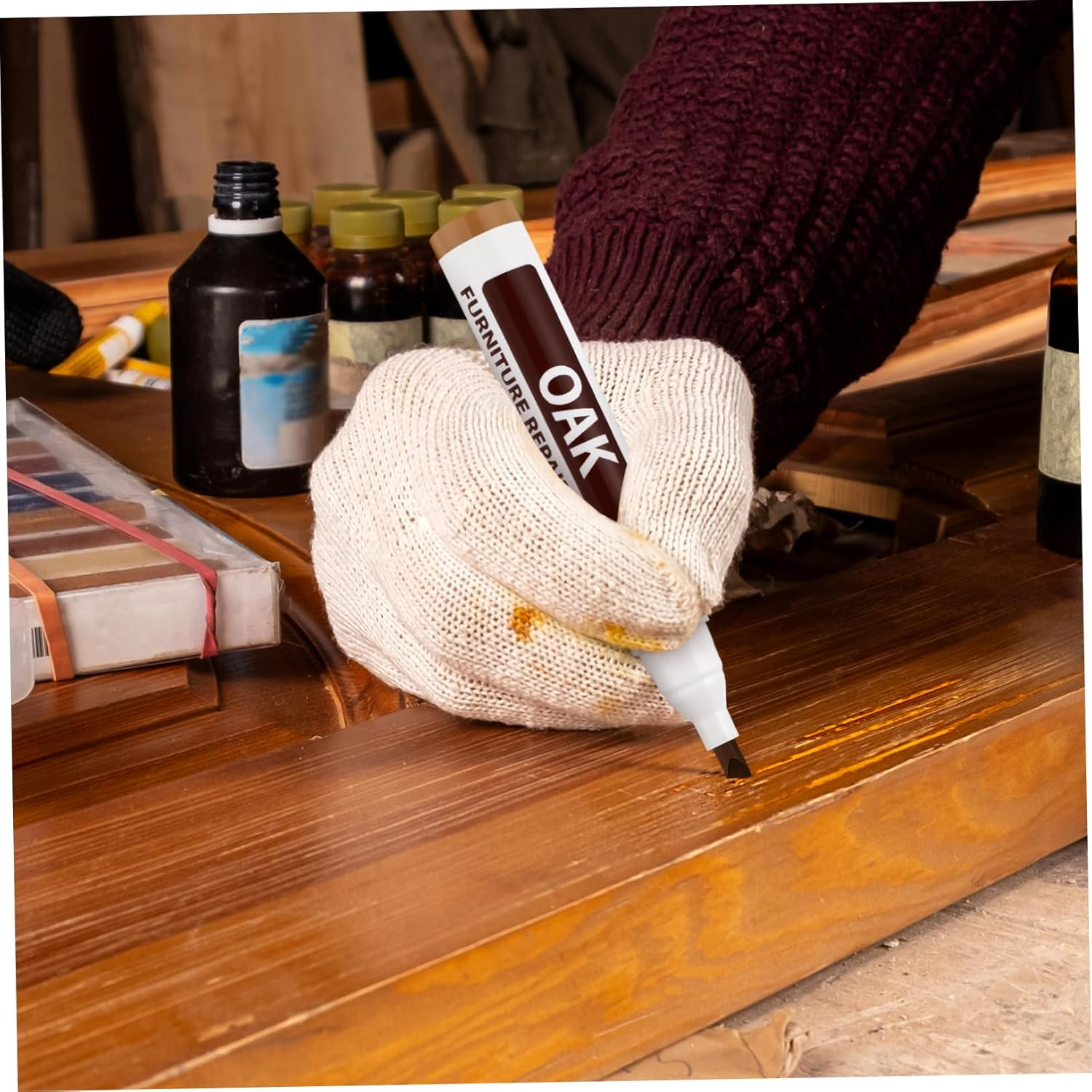 6 Pcs Furniture Touch up Markers Quick Drying Repair Pens with Six Colors for Concealing Scratches Worn Edges and Blemishes Tables Cabinets Floors image number 3