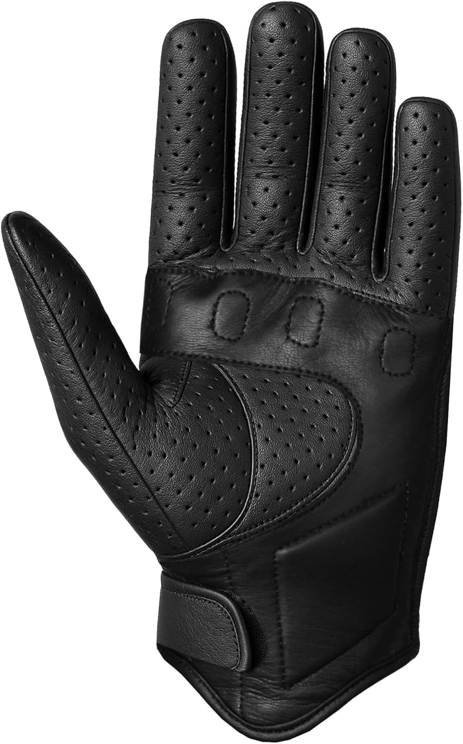 Jackets 4 Bikes Premium Men'S Motorcycle Leather Perforated Cruiser Protective Gel Gloves image number 2