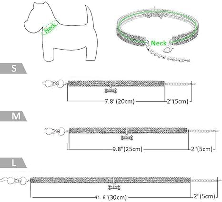 Bling Dog Necklace Collar for Small Dogs Rhinestone Puppy Necklace Girl Cute Sparkly Glitter Crystal Diamond Cat Collar for Kittens (White, M) image number 5