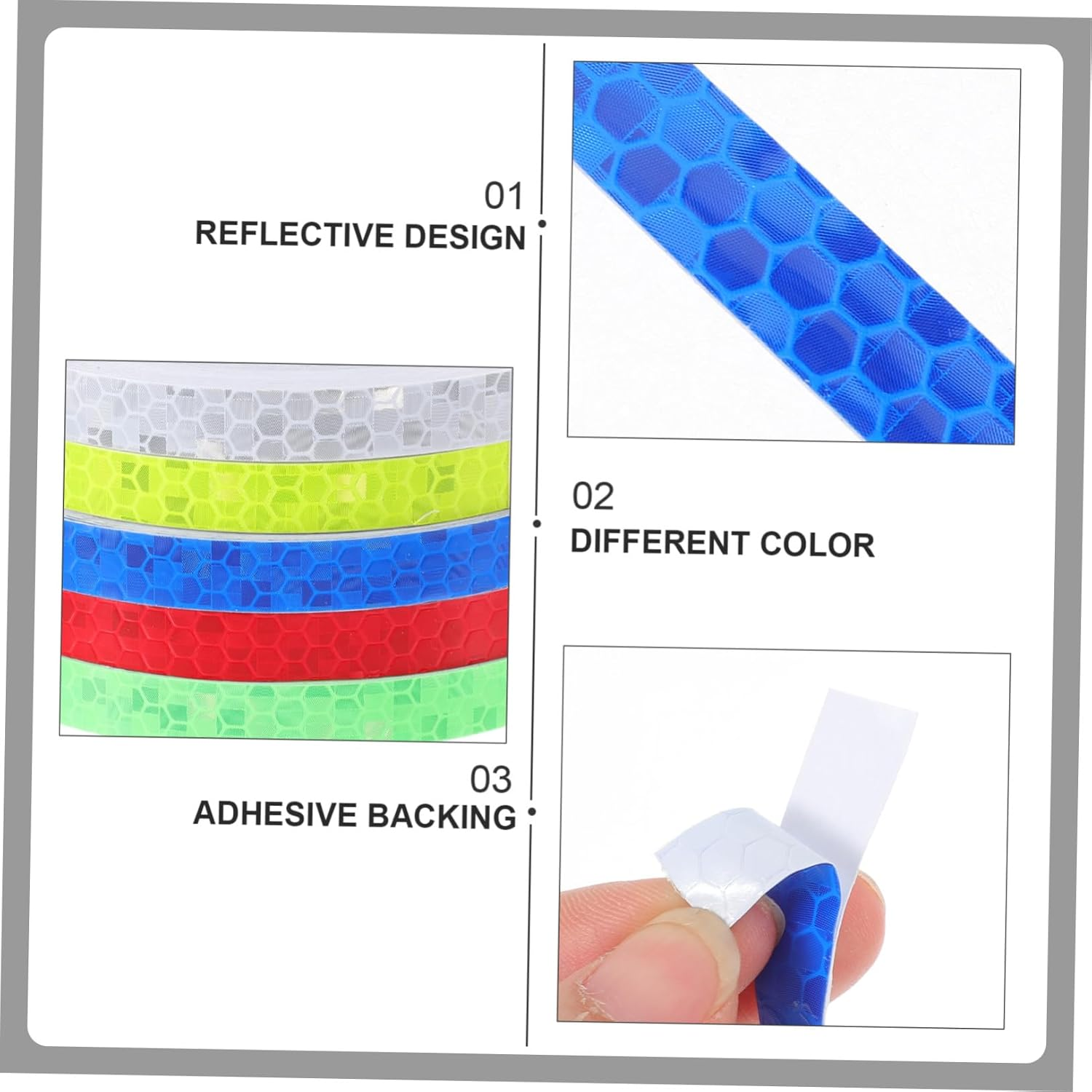 5 Rolls Bike Reflective Tape Multi- -Adhesive Safety Stickers for Night Riding Wear-Resistant Bike Warn Strips Easy Install Reflectors for Adult Cycling Safety image number 4