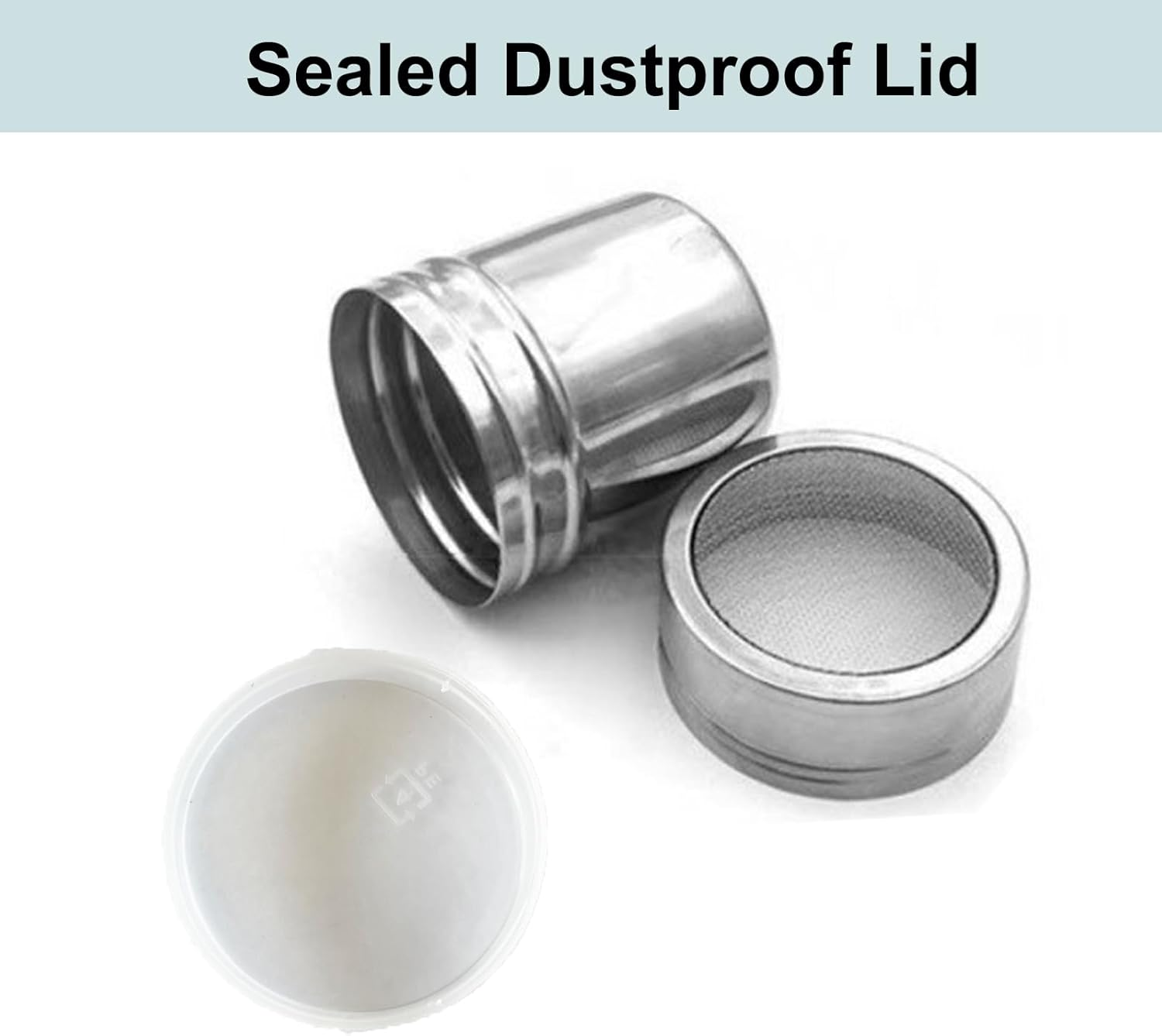 Fine Mesh Powder Shaker - Premium Stainless Steel Sifter for Chocolate, Coffee, Icing Sugar, Flour (Dust-Free Cover, Kitchen Essential, Baking & Cooking Tool image number 1