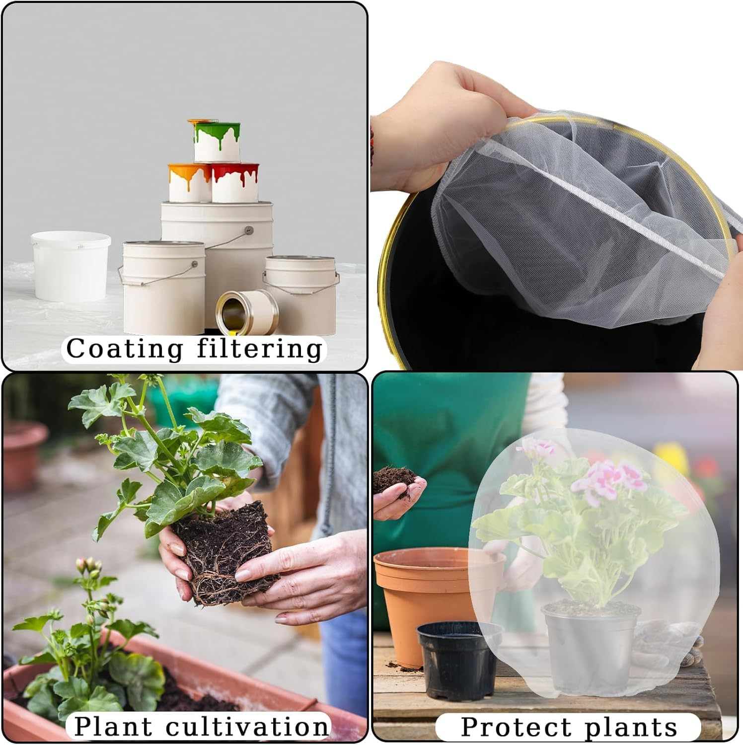 Fenglin-Joy Paint Strainer Bags, Pack of 3, 5 Gallon Colour Strainer, White, Fine Mesh Bucket Strainer with Elastic for Hydroponics, Painting, Gardening, Colour Garden Grain, 48 X 54 Cm image number 1