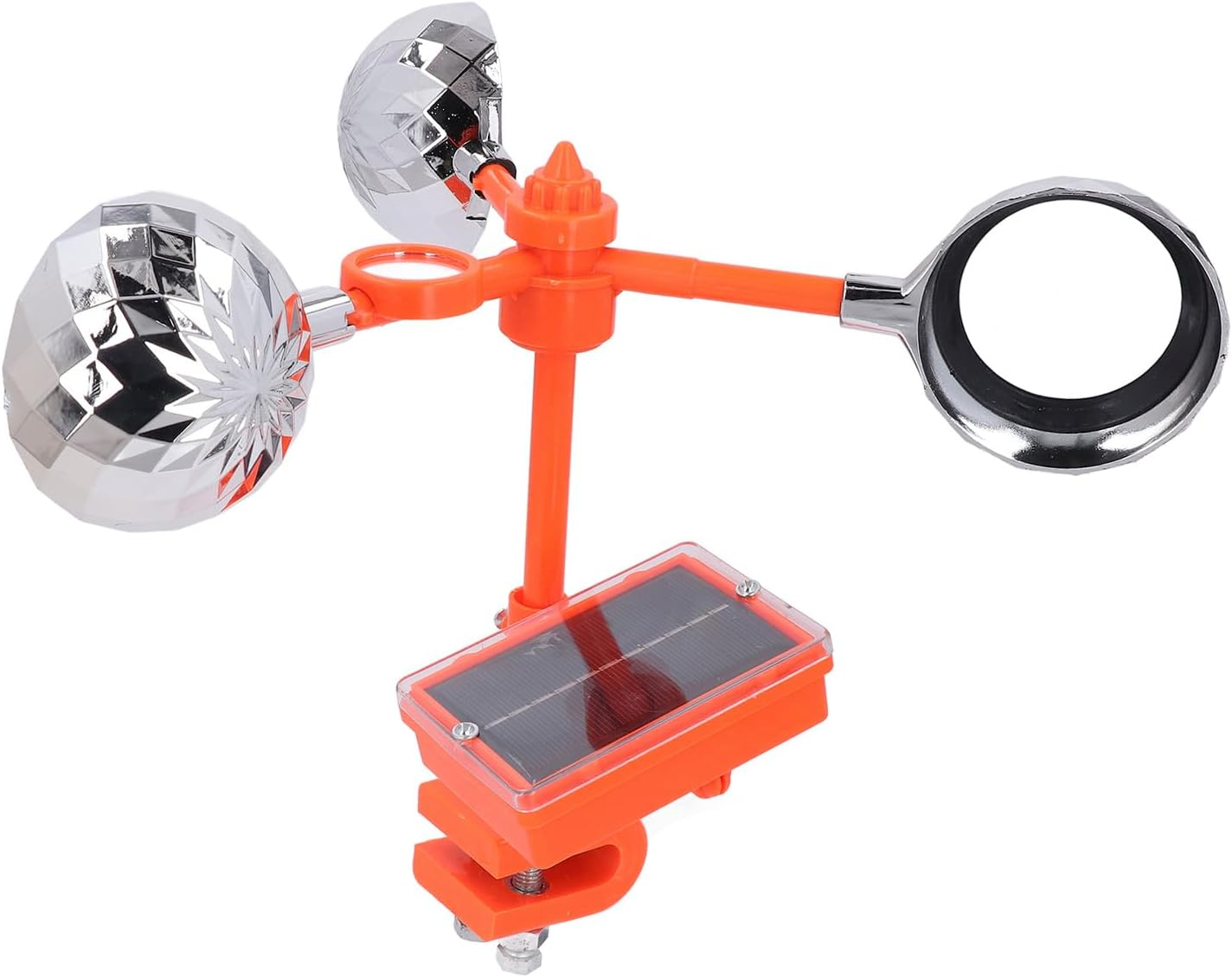 Solar-Powered Voice Bird Deterrent Device with 3 Pieces 360&deg; Wide-Range Reflective Rotating Prisms Cups, 2-In-1 Audio Signals to Scare Birds + Wind-Powered Rotation Mirrors for Outdoor Garden Yard image number 3