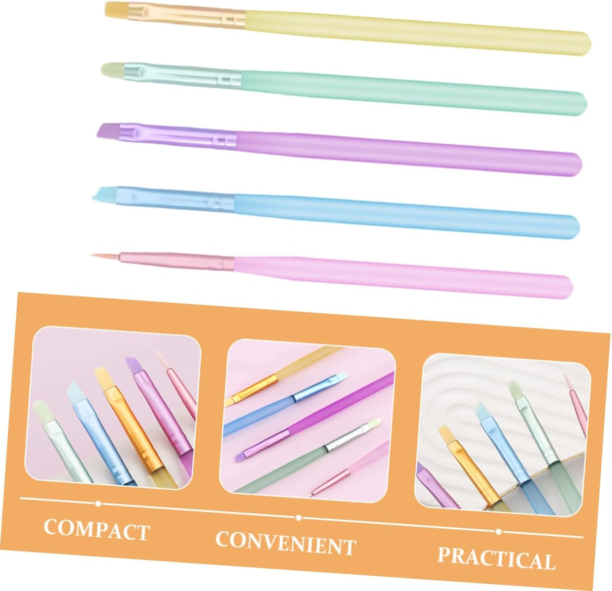 MOTHNUR 5Pcs Nail Art Brush Set Compact Nail Painting Tools for Designs and Lightweight for Creative Manicure For image number 1