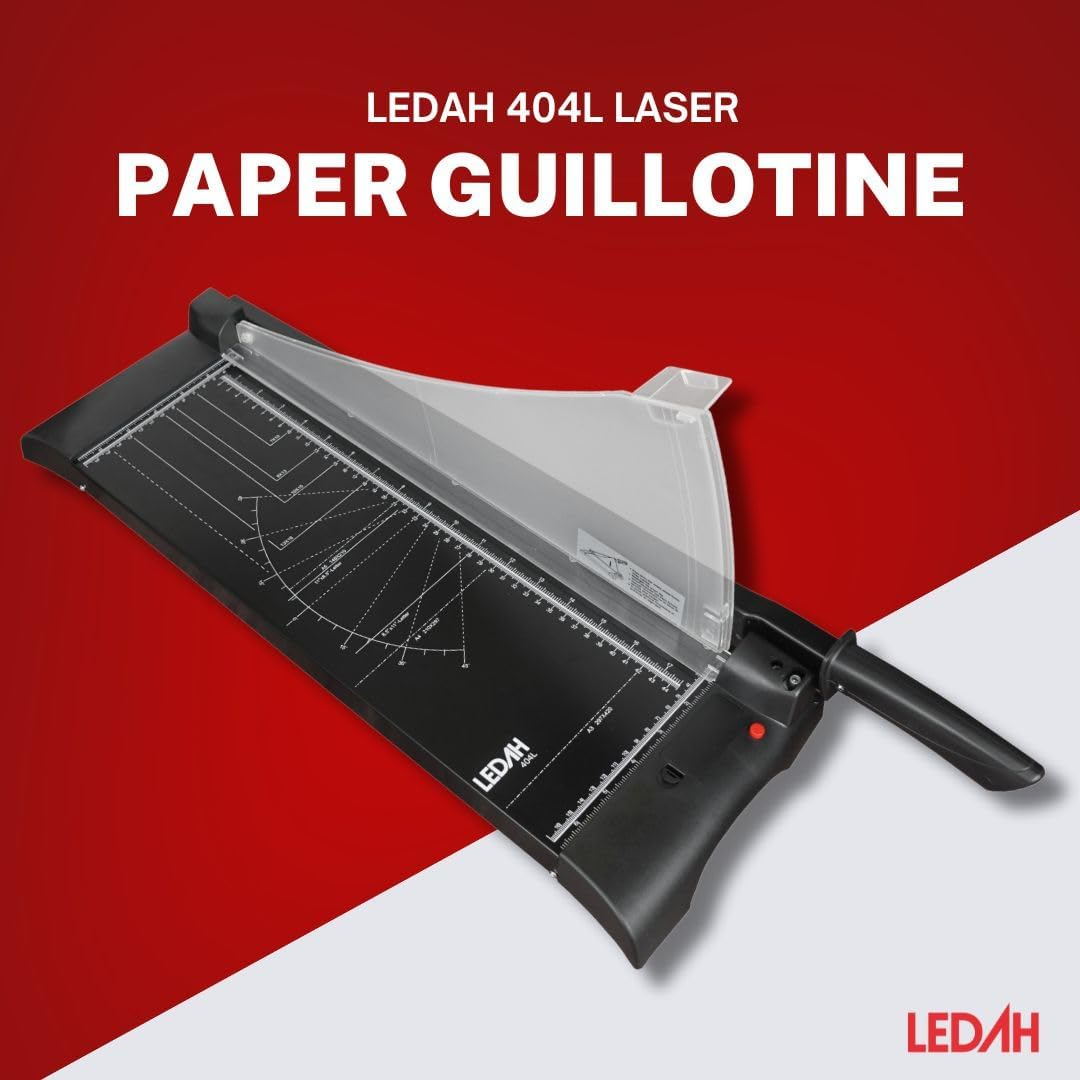 Ledah 404L A3 Paper Cutter Guillotine with Laser Guide, 10-Sheet Capacity, Metal Base, Blade Lock Protection, Black image number 2