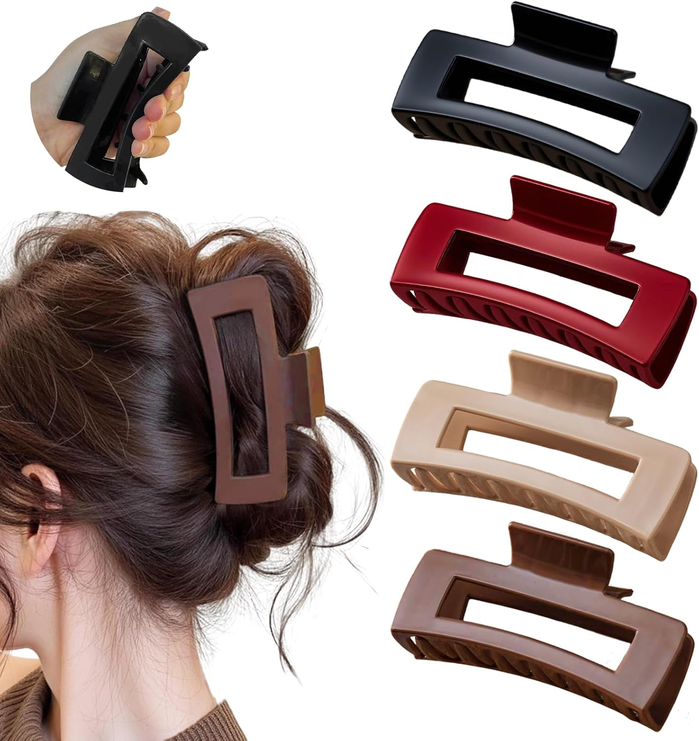 Ueiykoz 4PCS Cloud Claw Clips,Soft & Flexible Claw Clip Large Non-Slip Hair Clip for Women,Strong Hold for Thick Thin Curly Hair Styling Accessories image number 1