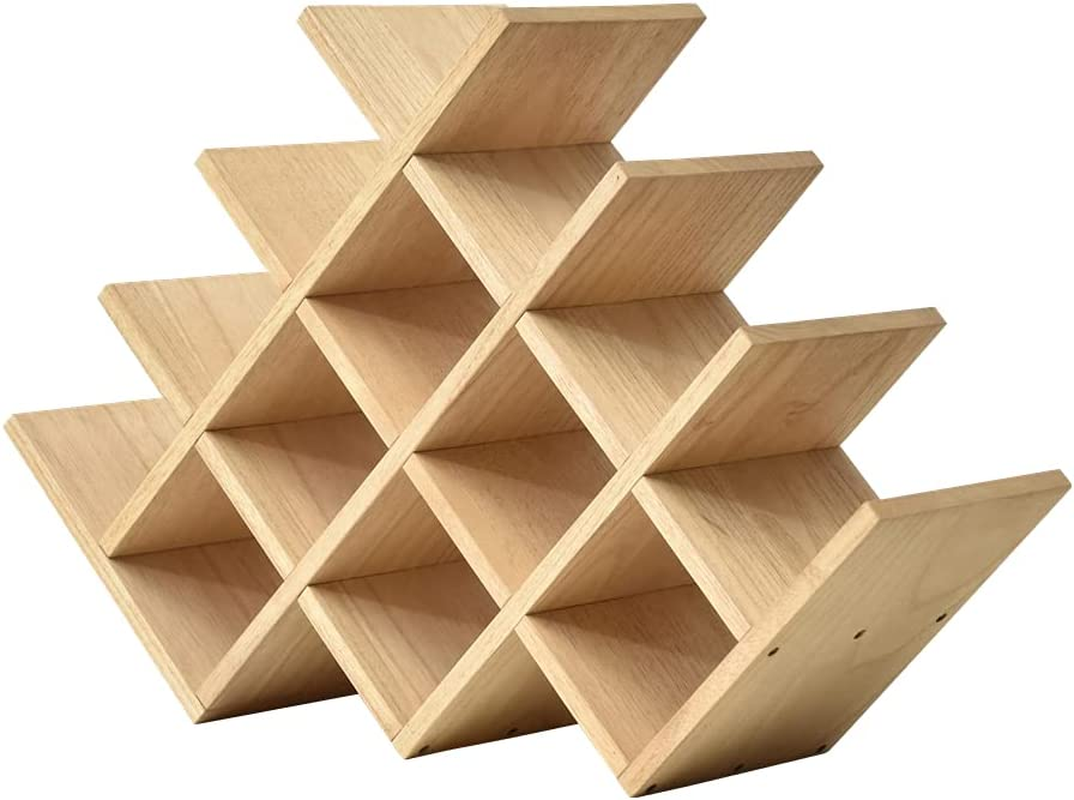 KIRIGEN Wooden 13-Bottle Wine Rack - Nature Wood 4-Tier Wine Display Rack/Free Standing and Countertop Storage Shelf - Bottle Holder/Cabinet Glass XHJJ4-NA image number 6