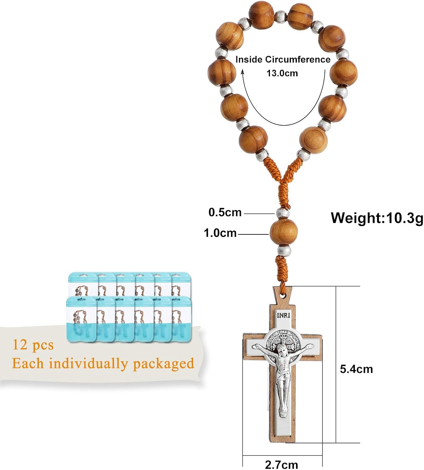 KOMI Prayer Pocket Rosary Baptism Rosary Catholic Accessory Catholic Gifts for Men Women Rosaries Bulk Baptism Favors for Guests Party Favors image number 4