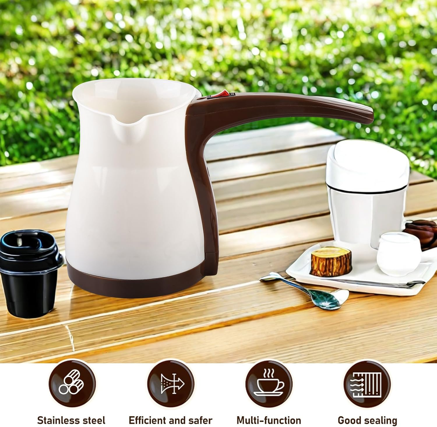 Turkish Coffee Maker, Electric Coffee Maker, 500Ml Electric Turkish Coffee Machine, 600W, 220V Induction Espresso Machine, Electric Kettle, for Home Moka Teapot Tea Coffee (Beige) image number 1