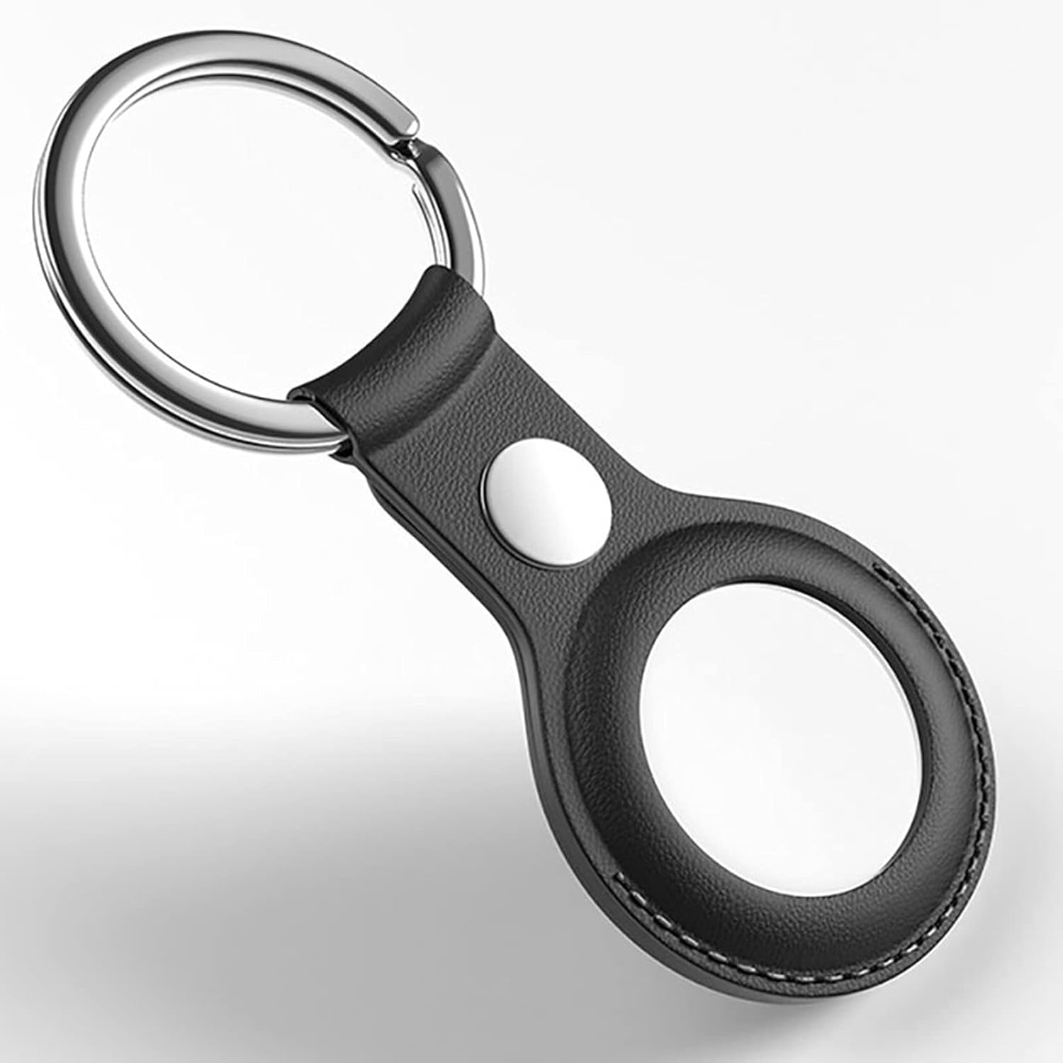 PU Leather Case Cover for Airtag 2021, MH MOIHSING Protective Leather Tracker Holder with Keychain Accessories Skin Cover with Hook Portable Protector Case for Apple Smart Airtags Tracker, Black