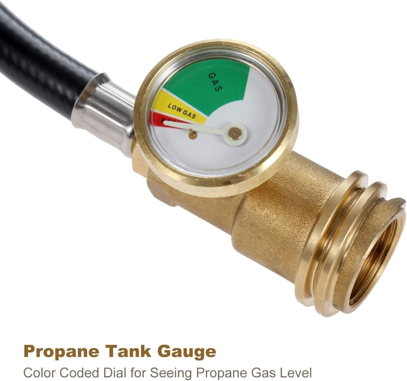 Dophee 12 FT Propane Tank Extension Hose - Universal Extension with Tank Adapter and Gauge, Leak Detector for Gas Grill, Heater and All Other Appliances