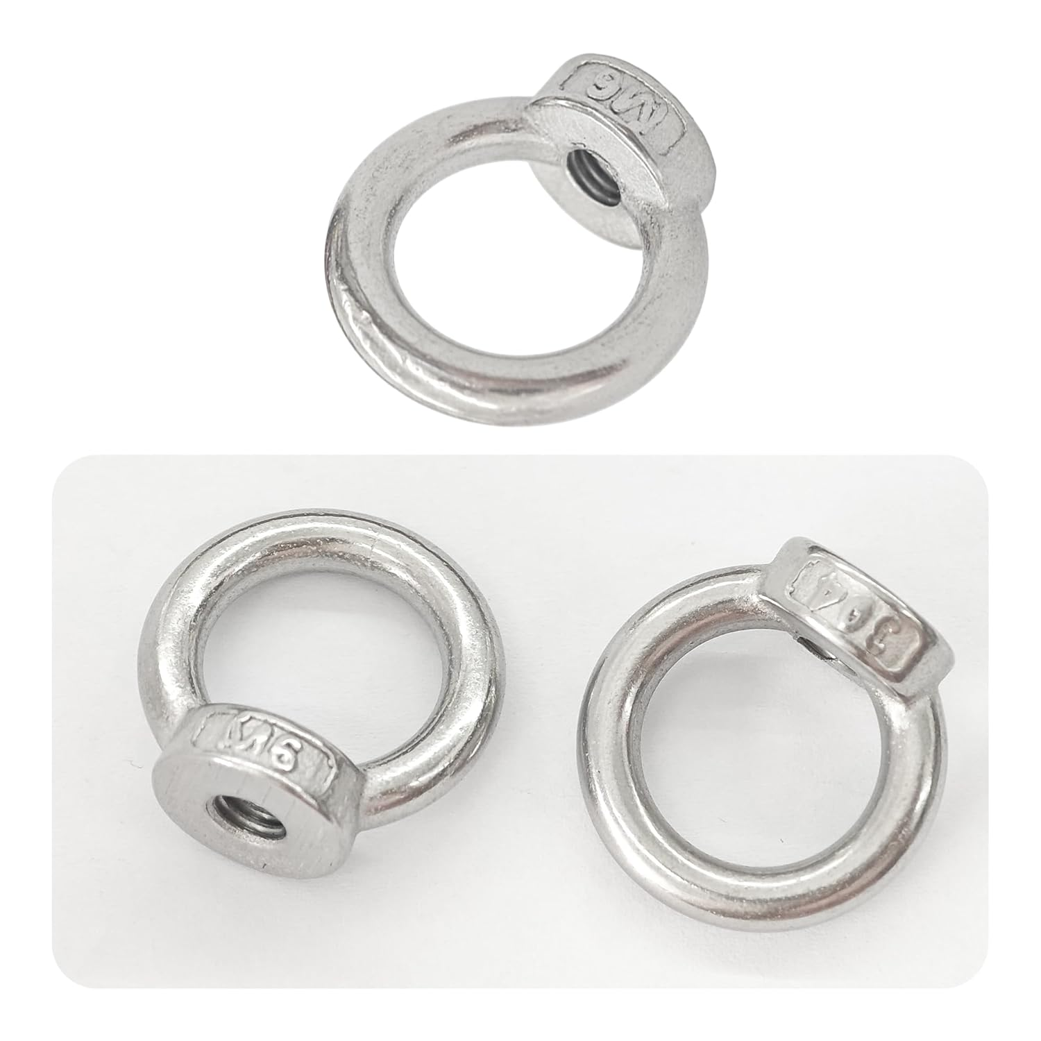 Bociloy 10PCS M6 Metric Stainless Steel Lifting Eye Nuts, Heavy Duty Ring Shape Threaded Fasteners, Female Thread Shoulder Eyebolt Nuts for Rigging Hardware image number 2