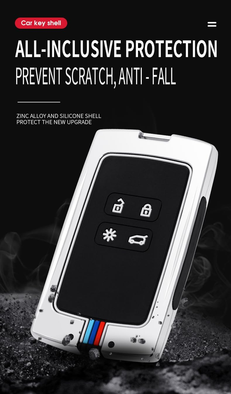 Ontto Zinc Alloy Car Key Fob Cover Case Fit for Renault Captur Megane Espace Clio Zoe Koleos Scenic 4 Arkana Dacia Sandero Keyring Key Shell Holder Bag Keychain Protective Accessories Black A image number 6