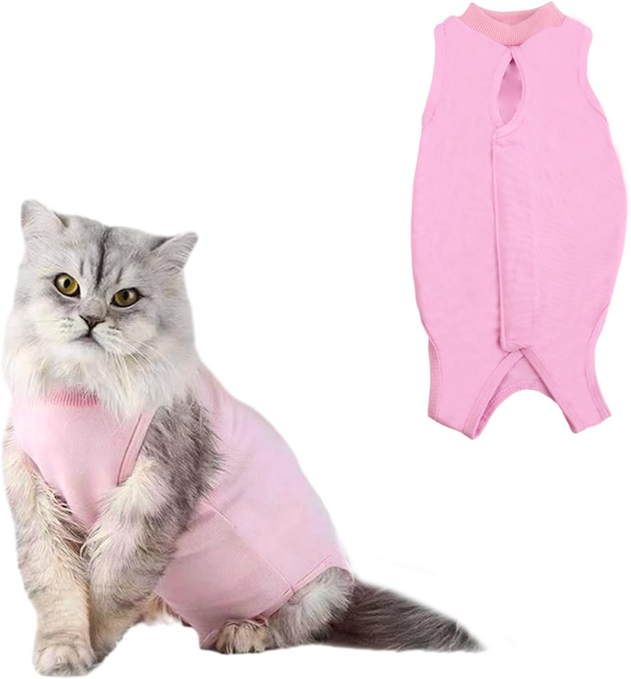Cat Bodysuit after Surgery Castration Cat - Surgery Recovery Suits for Cats - Skin Disease Recovery Body Cat Clothing - Anti-Leaking for Cat Body - Alternative to E-Collar (Pink, L) image number 3