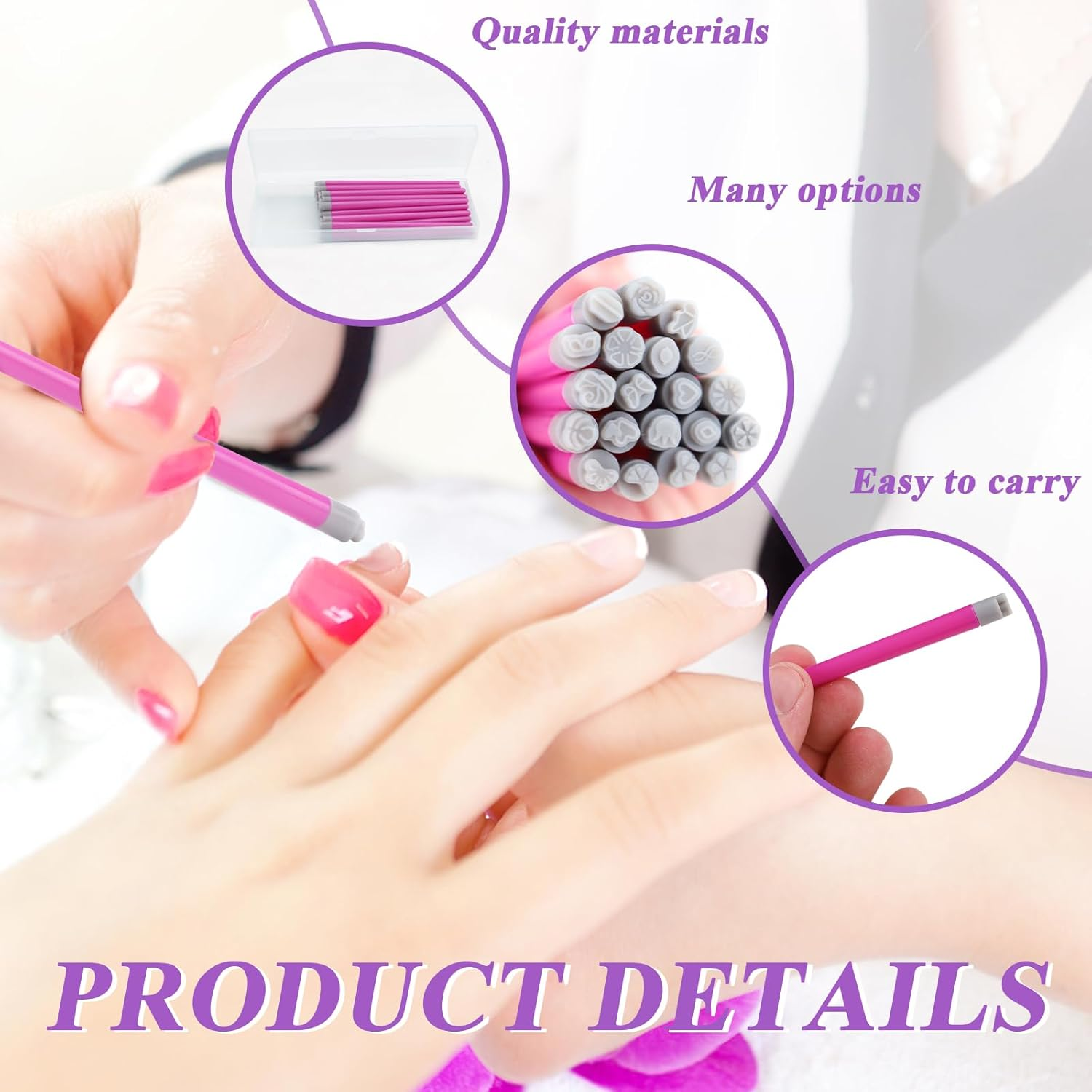 20 Pieces Nail Art Stamp Pen Set with Different Patterns, Craft Nail Stamping Pen for Women Manicures, Butterfly Flower Rose Design Stamp Pencil Stamper Tools Kit for Home Salon DIY image number 5