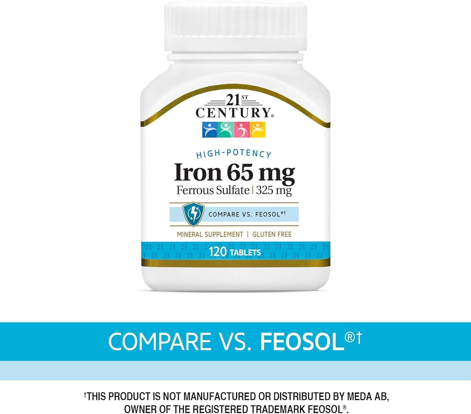 21St Century Iron 65 Mg Ferrous Sulfate 325 Mg Tablets, 100 Count