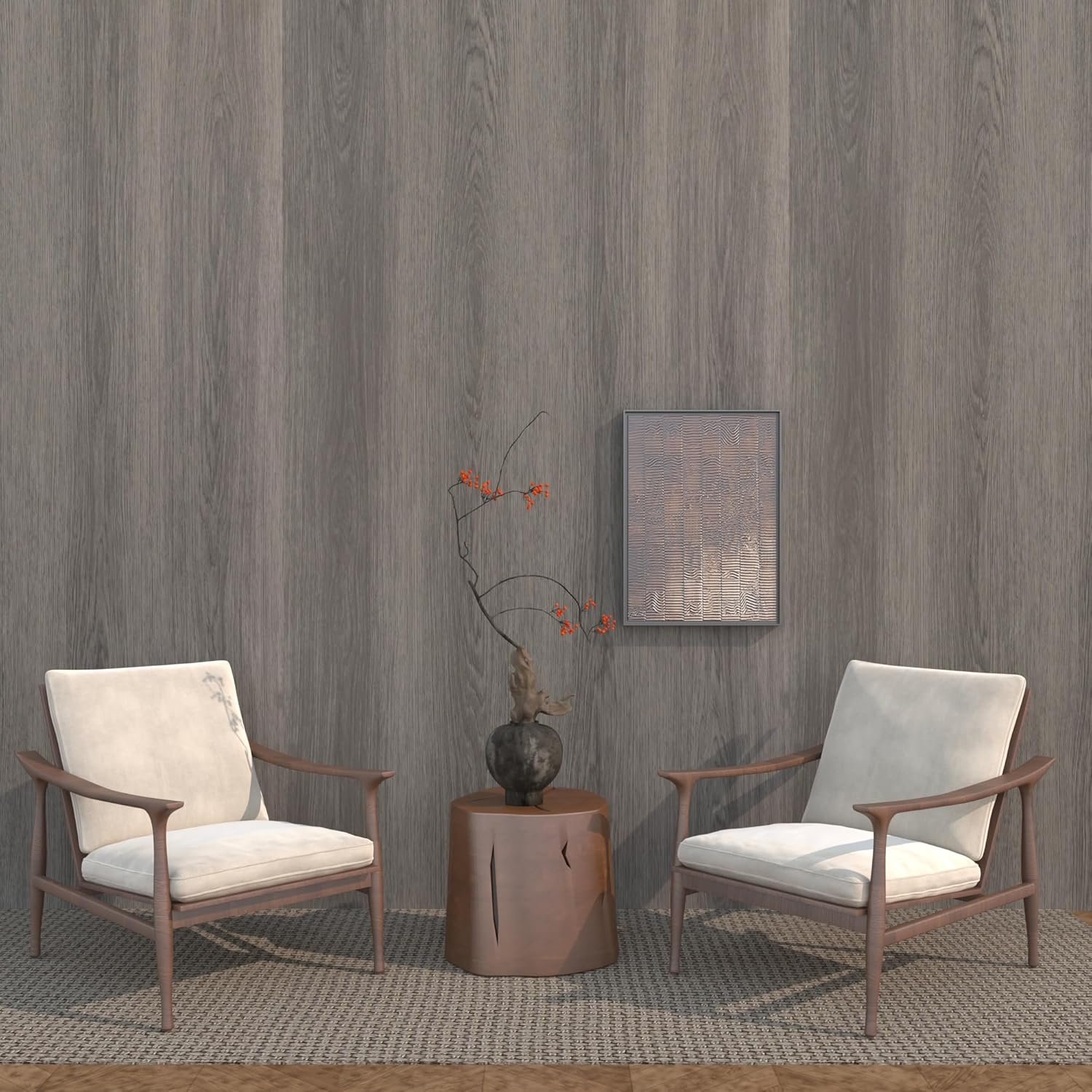 40Cmx3M Grey Wood Peel and Stick Wallpaper Self Adhesive Gray with Brown 3D Textured Contact Paper Light Wood Grain Thick Wear-Resistant Waterproof Cabinet Vinyl Wrap Matte Wall Mural Countertop Decor image number 5