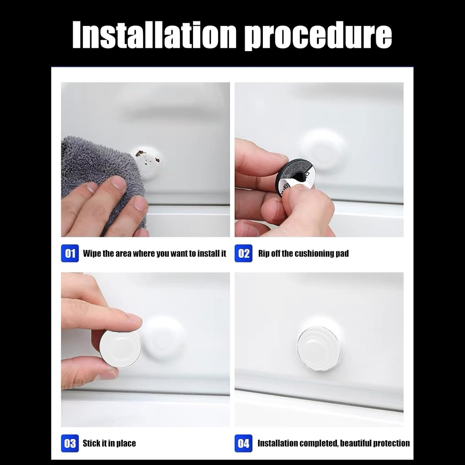 20 PCS Car Door Shock Absorbers, Soft Vehicle Soundproof Sticker Pads with Adhesive, Universal Waterproof Automobile Door Side Protectors for Car, Sedan, Truck, SUV (White) image number 5