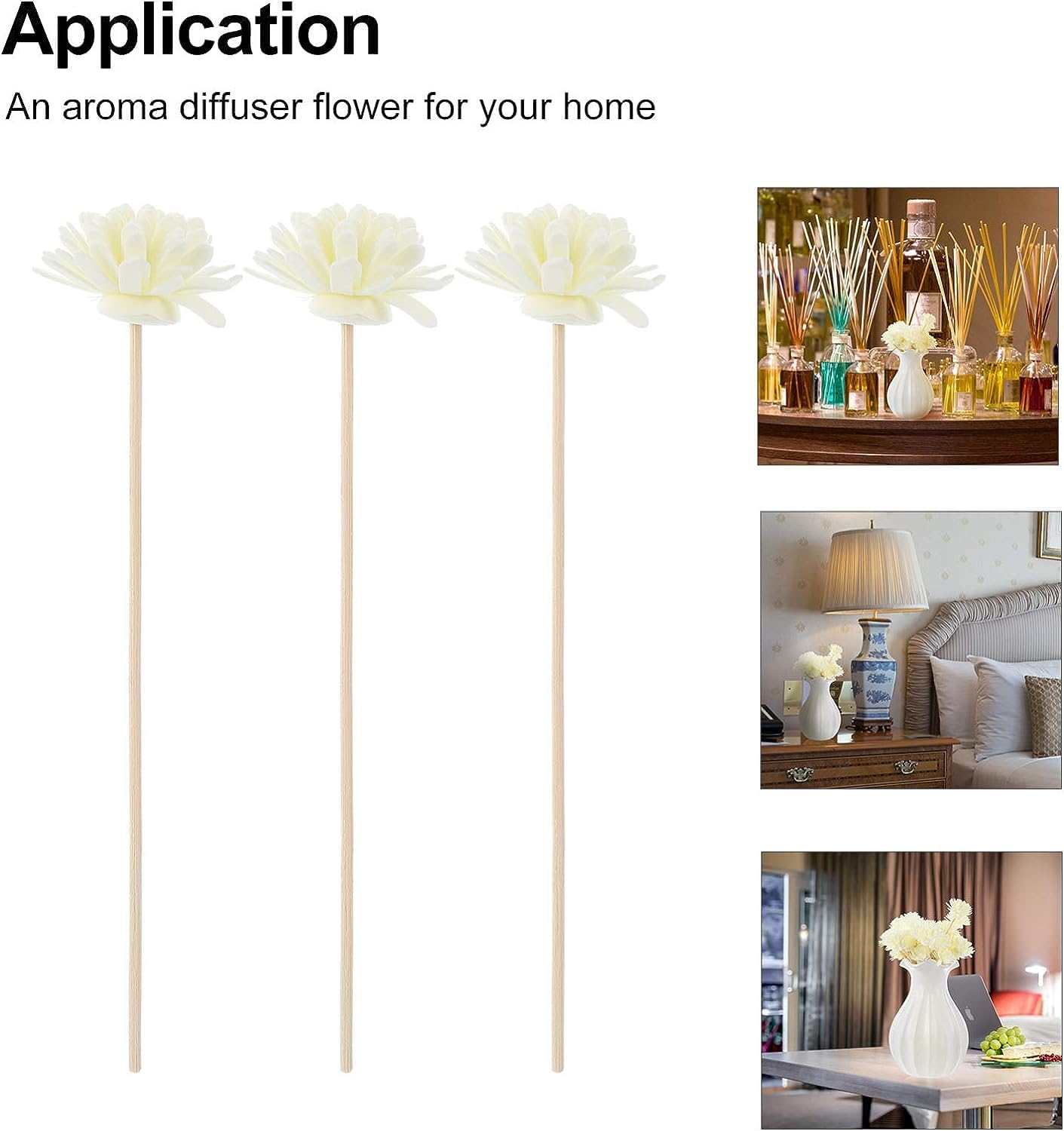 Dining Table Decor Cake Decorating 30Pcs Reed Diffuser Sticks Rattan Flower Rose Replacement Refill Rattan Sticks for Essential Oil Diffuser Cake Tester Dining Room Table Decor image number 4