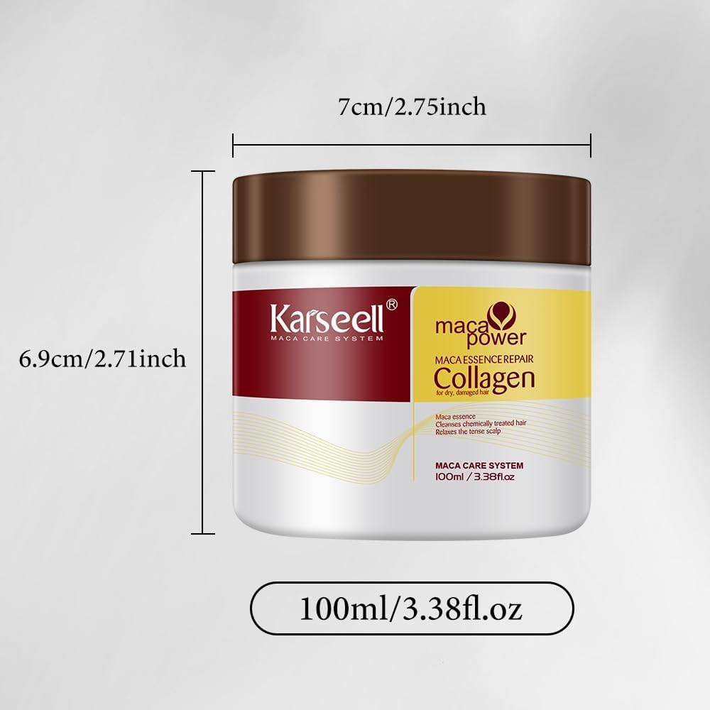 Karseell 3.38Floz 100Ml Collagen Hair Treatment Deep Repair Conditioning Argan Oil Collagen Hair Mask Essence for Dry Damaged Hair All Hair Types image number 4