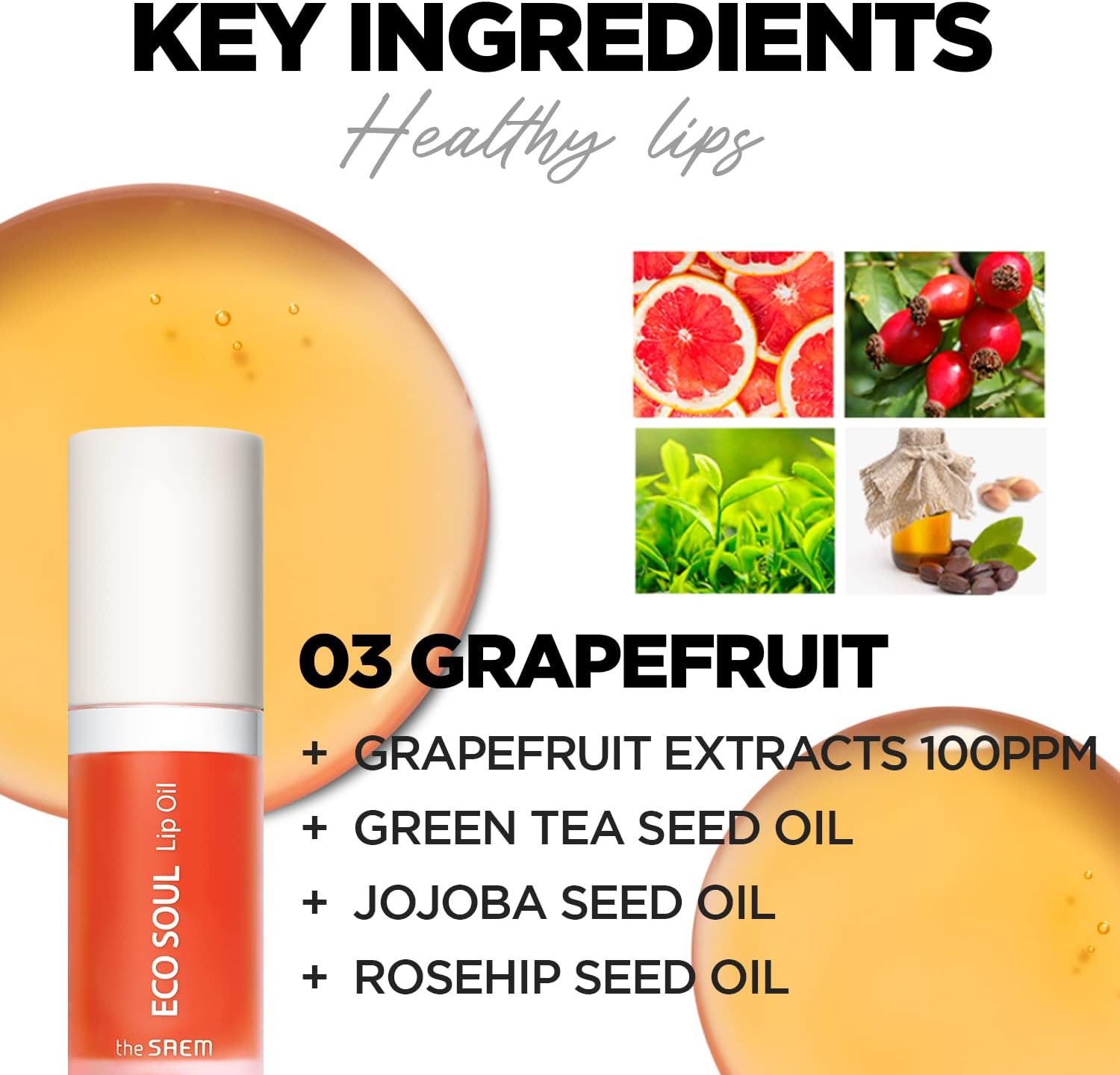 The Saem Eco Soul Lip Oil, 6 Ml, 03 Grapefruit - Yellow image number 4
