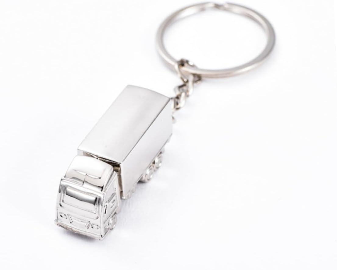3Pcs Metal Truck Key Ring Keyfob Keychain - Creative for Truck Drivers and Lovers, Compact and Lightweight, Silver image number 2